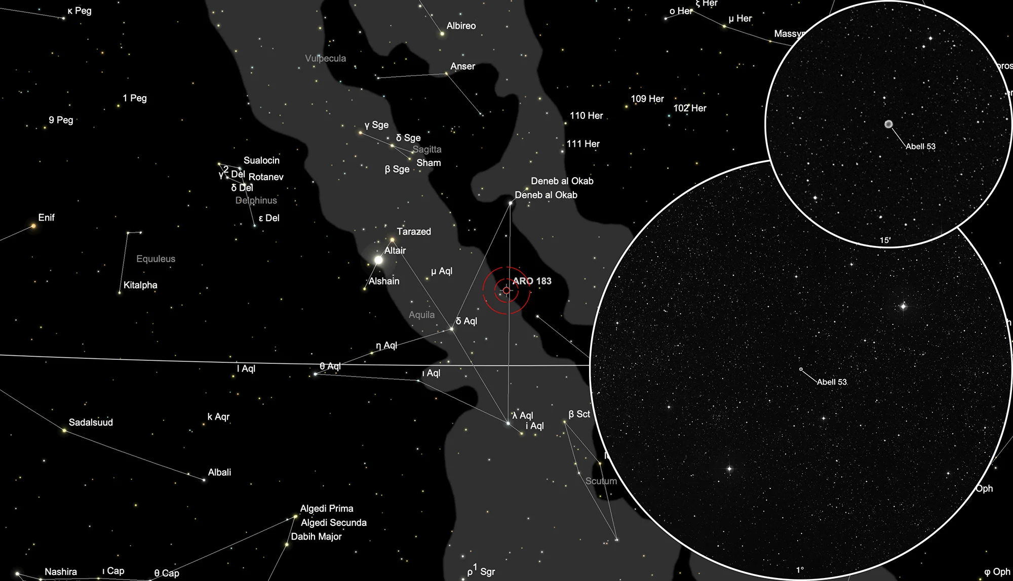 Auffindkarte Planetarischer Nebel Abell 53