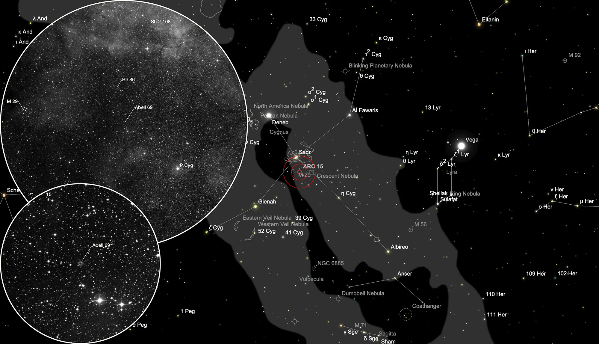 Auffindkarte Planetarischer Nebel Abell 69