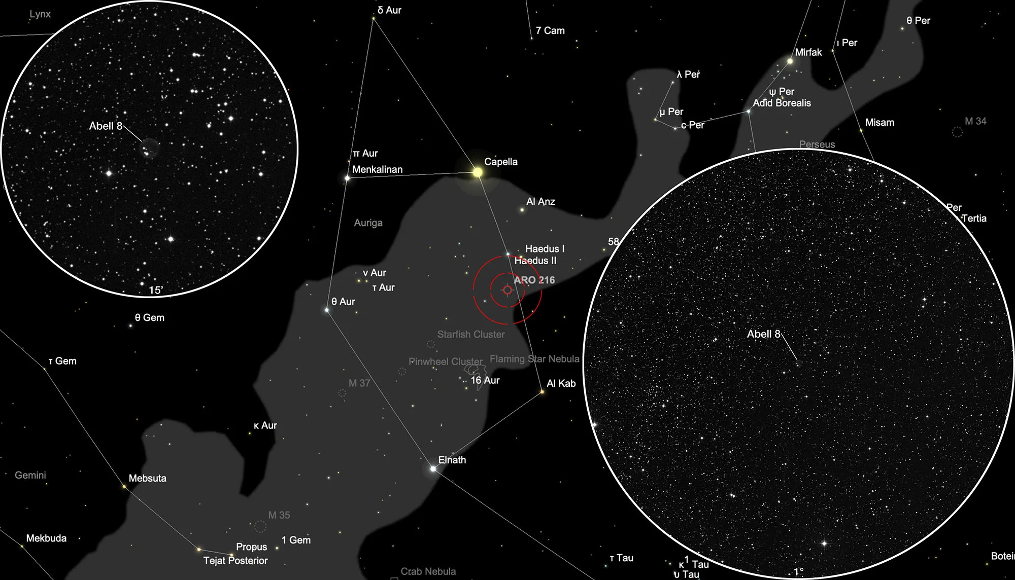 Finder Chart Planetary Nebula Abell 8 in Cluster Bica 6