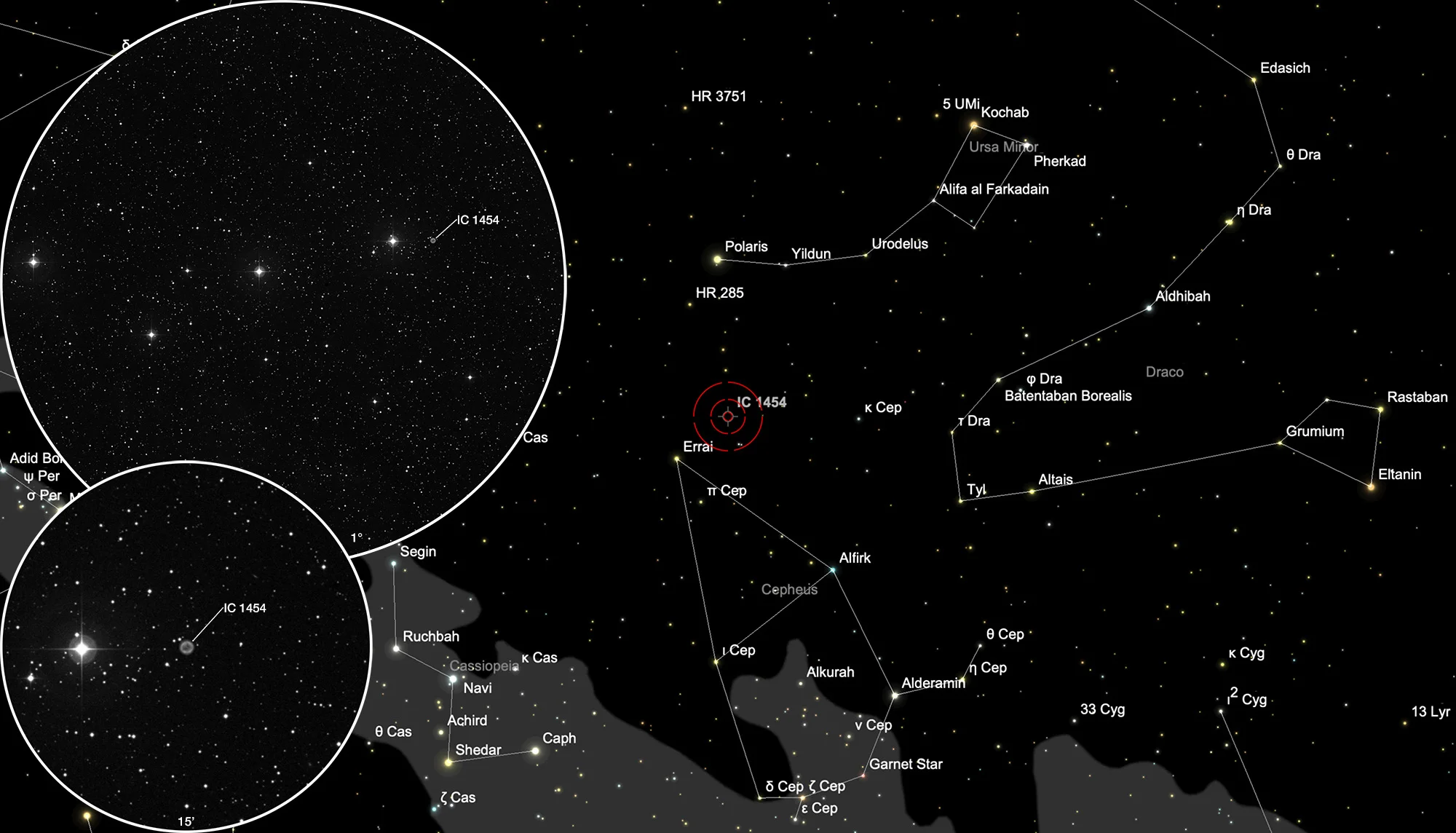 Auffindkarte Planetarischer Nebel IC 1454