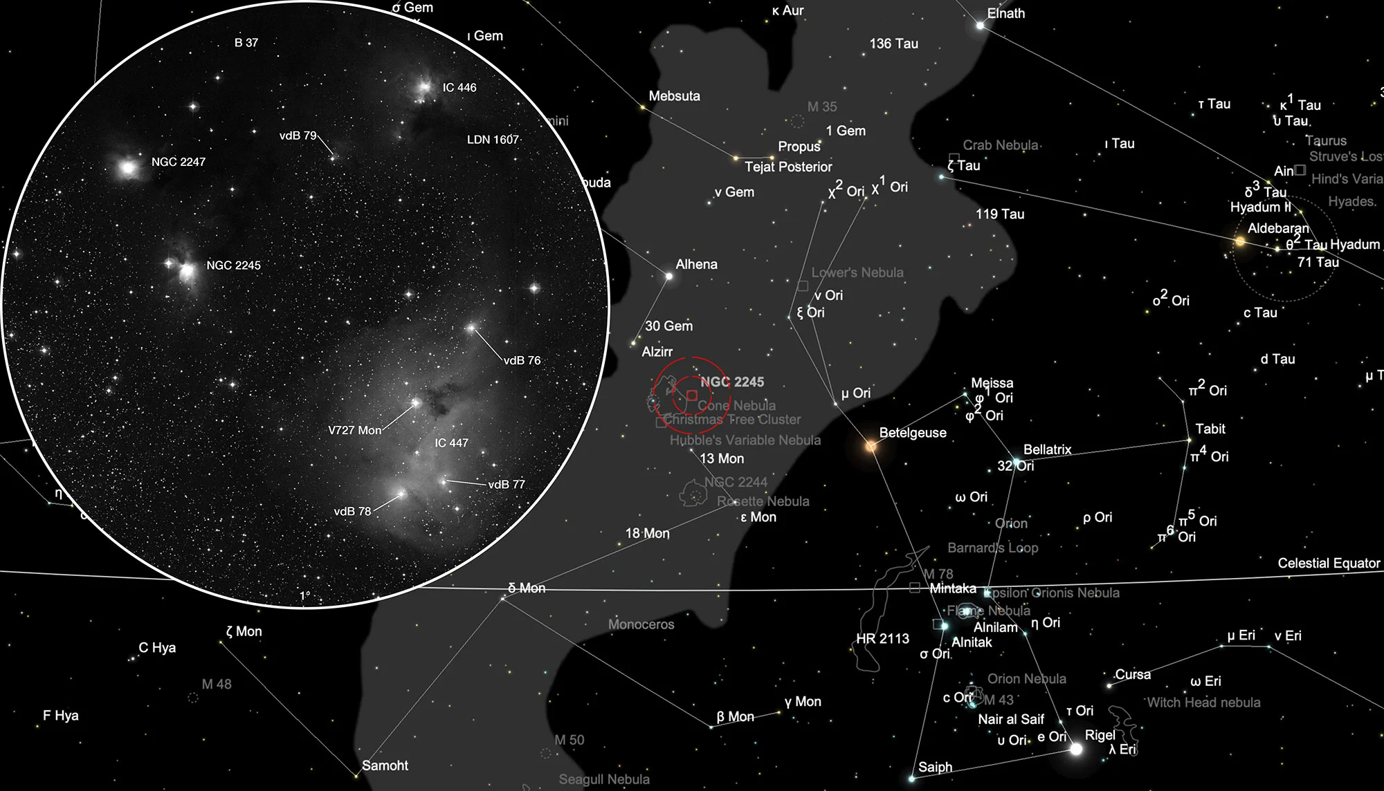 Auffindkarte Dreyers Nebel (IC 447)
