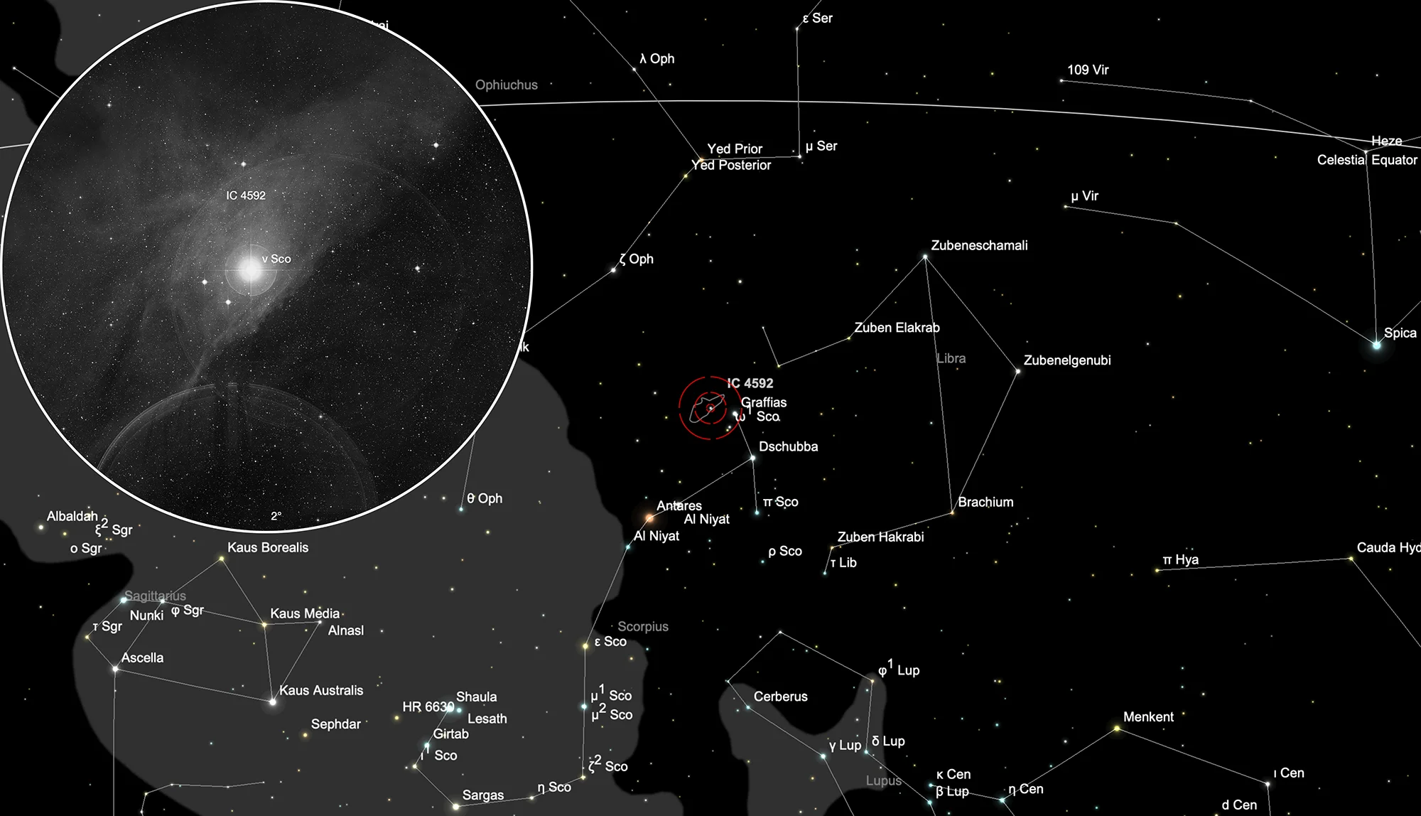 Finder Chart Blue Horsehead Nebula (IC 4592)