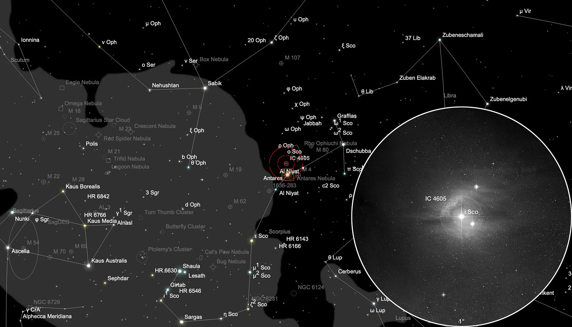 Finder Chart Galactic Nebula IC 4605