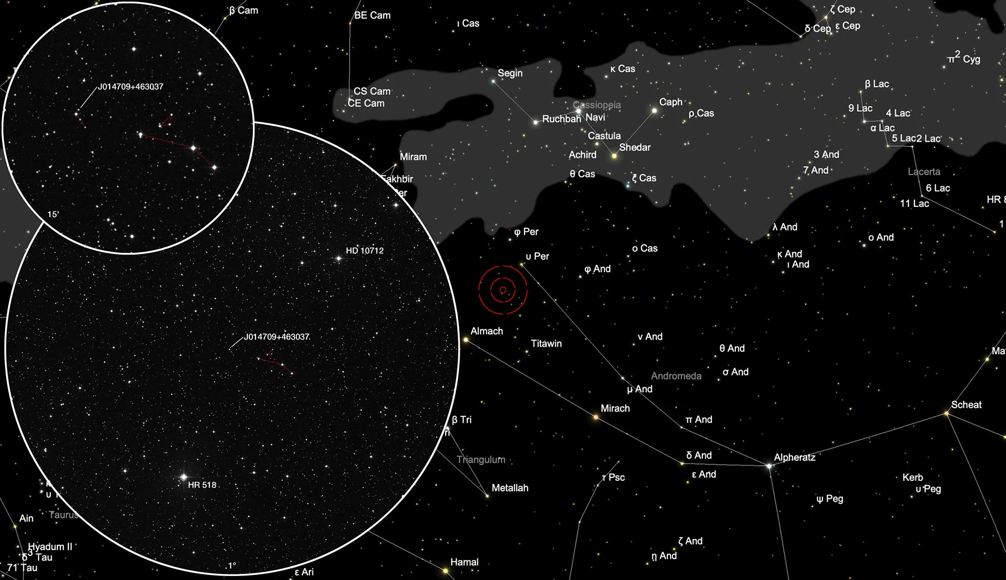 Finder Chart Andromedas Parachute (Quasar J014709+463037)