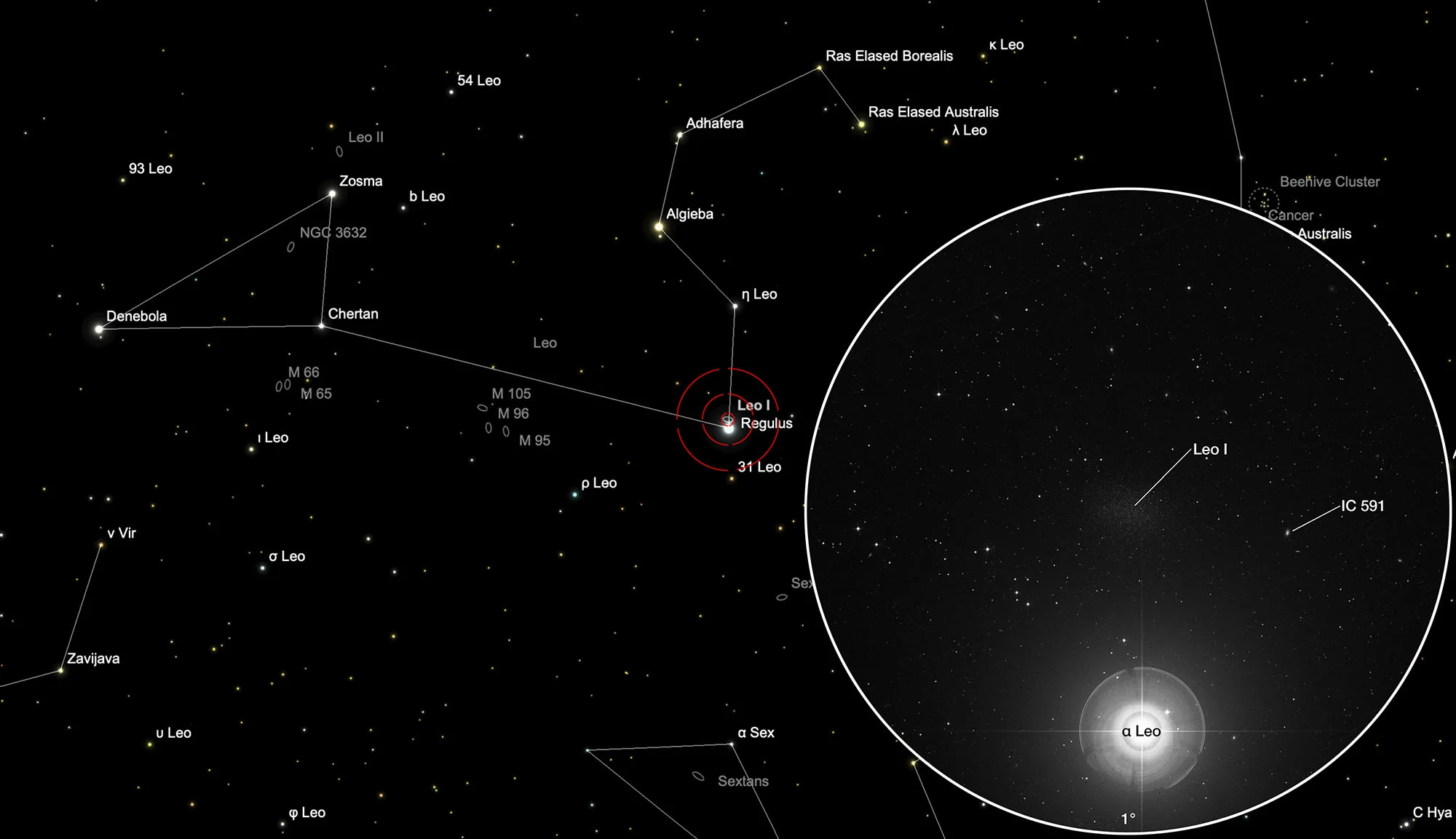 Finder Chart Leo I Dwarf Galaxy
