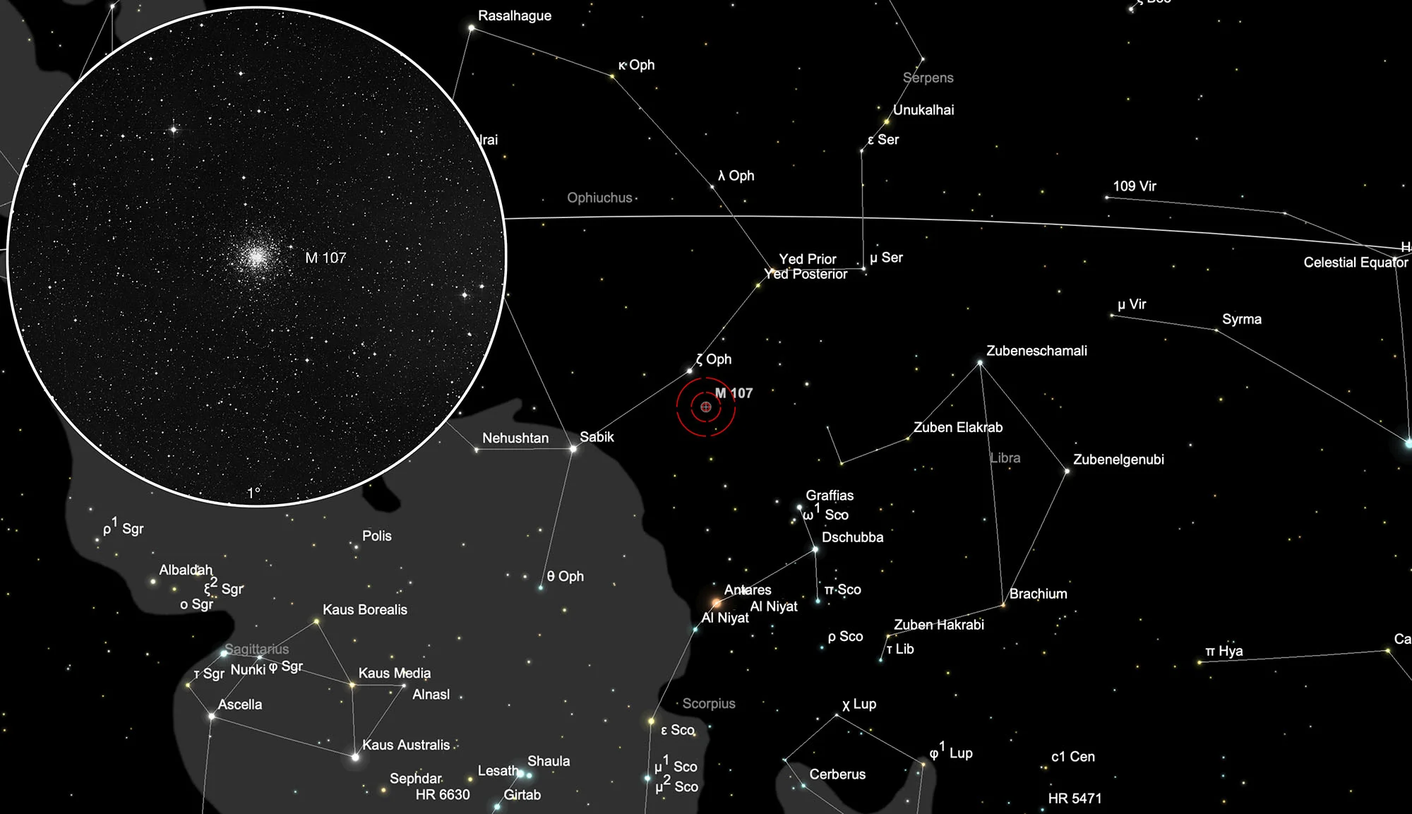 Finder Chart Globular Cluster Messier 107