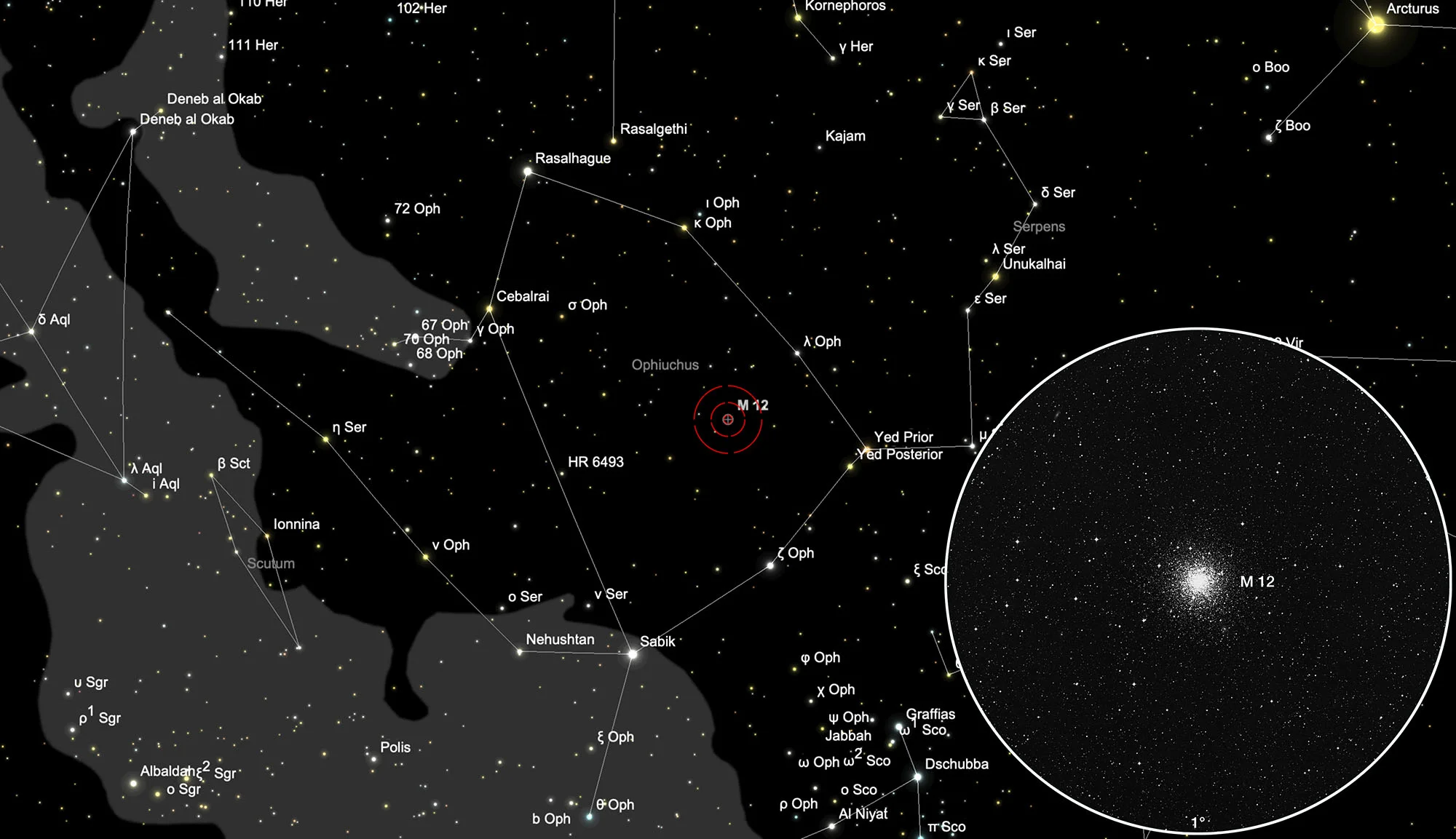 Finder Chart Globular Cluster Messier 12