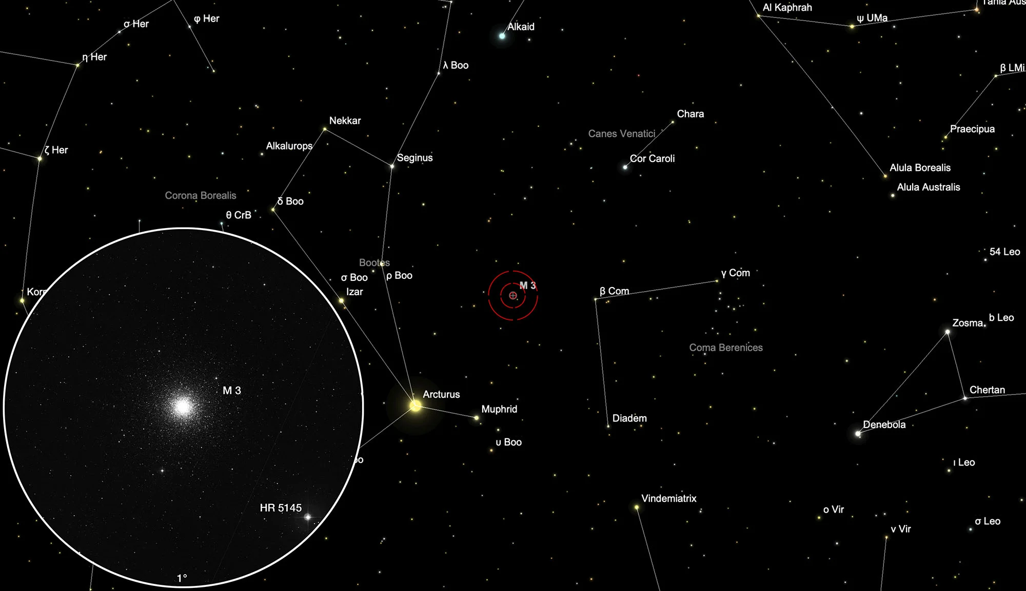 Finder Chart Globular Cluster Messier 3