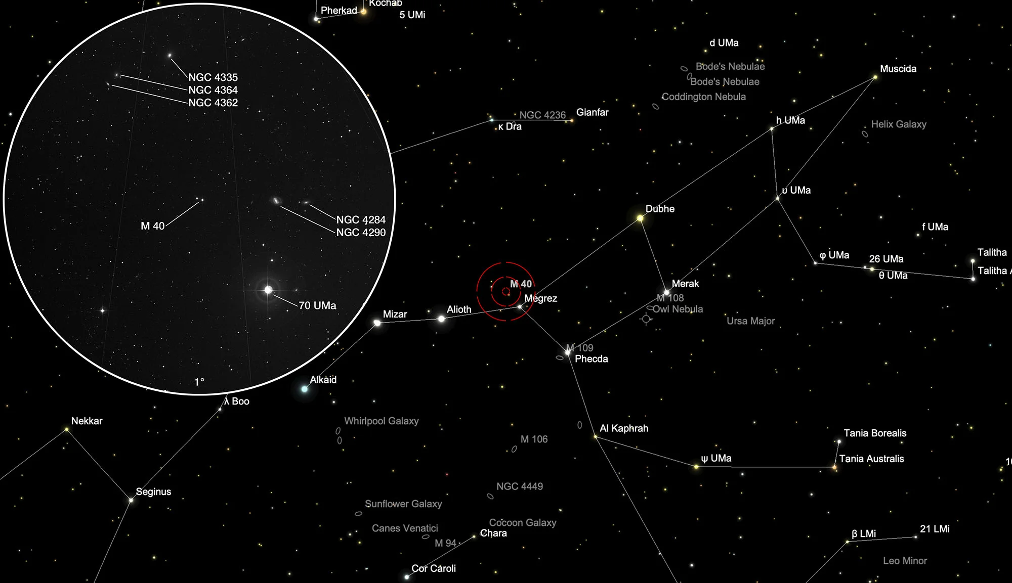 Finder Chart Winnecke 4 (Messier 40)
