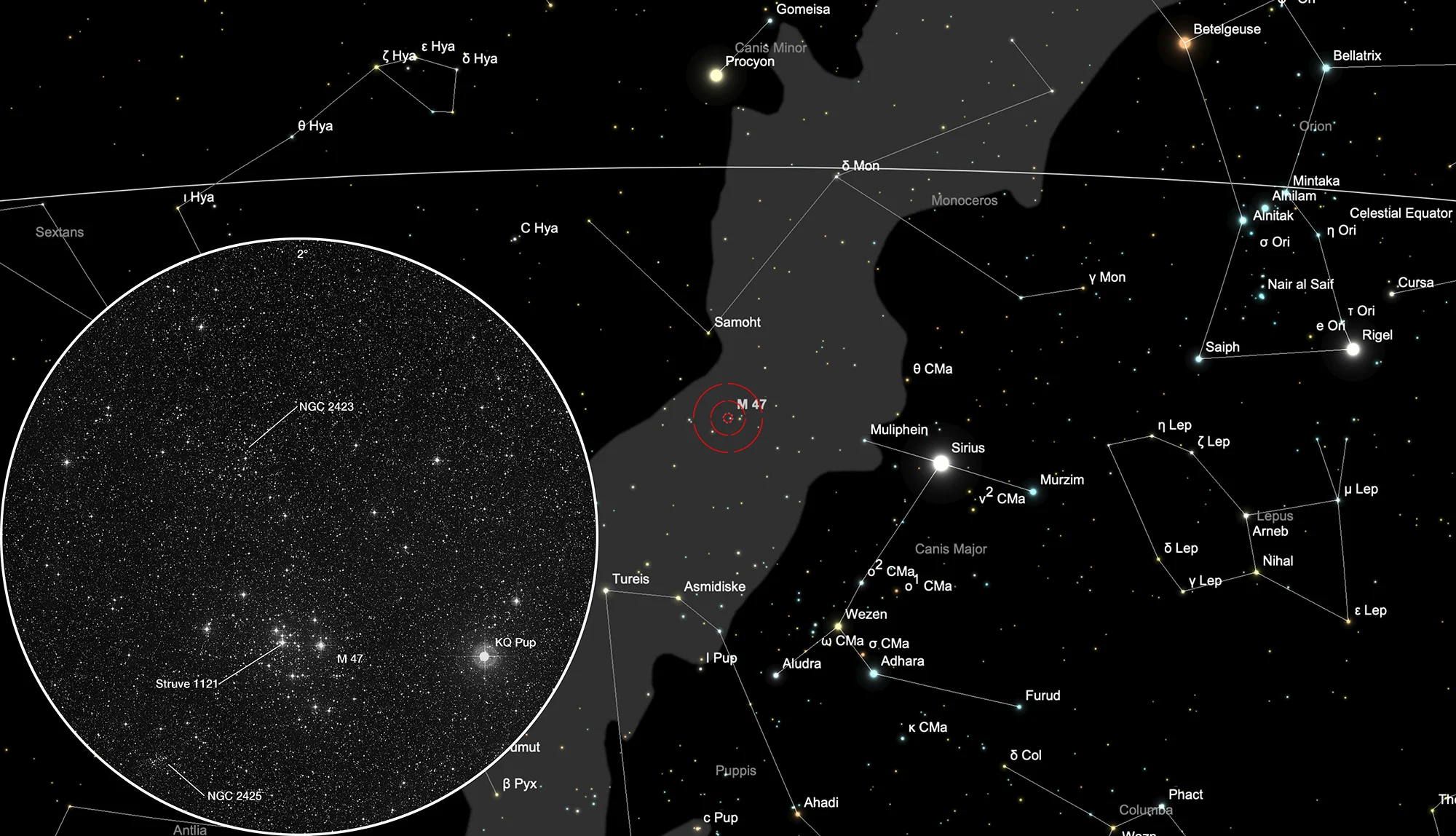 Auffindkarte Offener Sternhaufen Messier 47