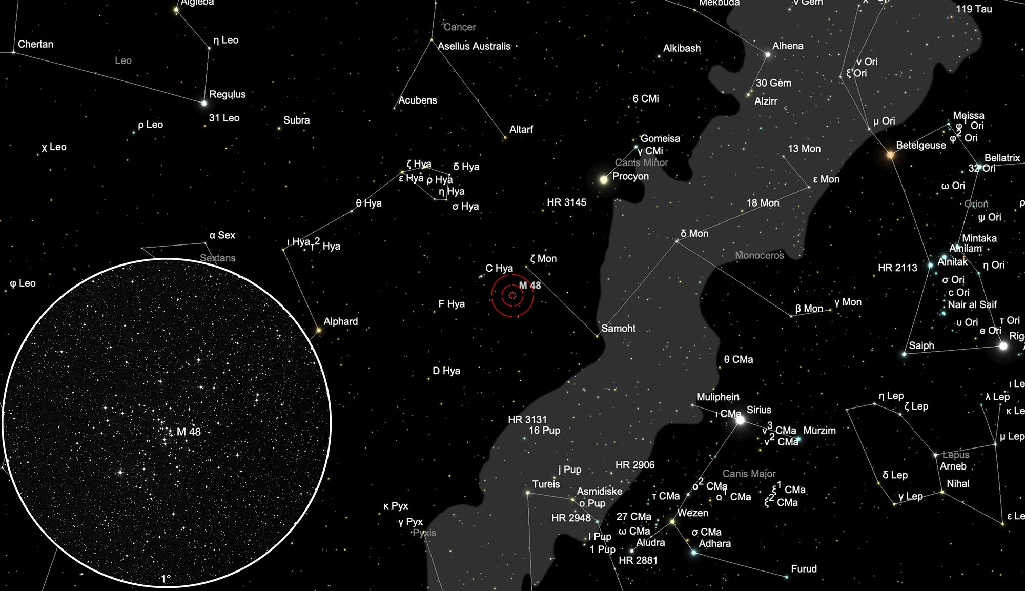 Finder Chart Open Cluster Messier 48