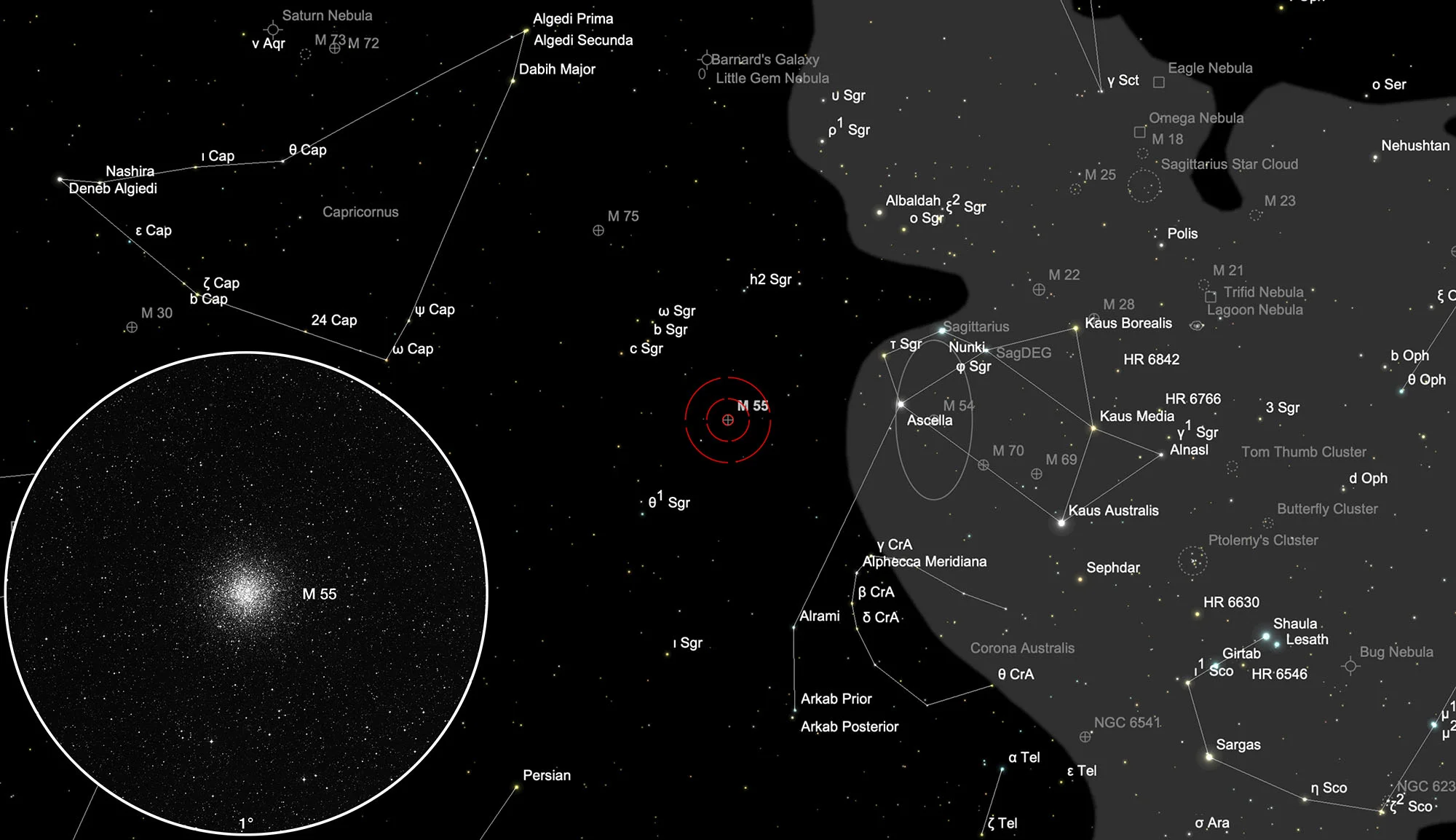 Finder Chart Globular Cluster Messier 55