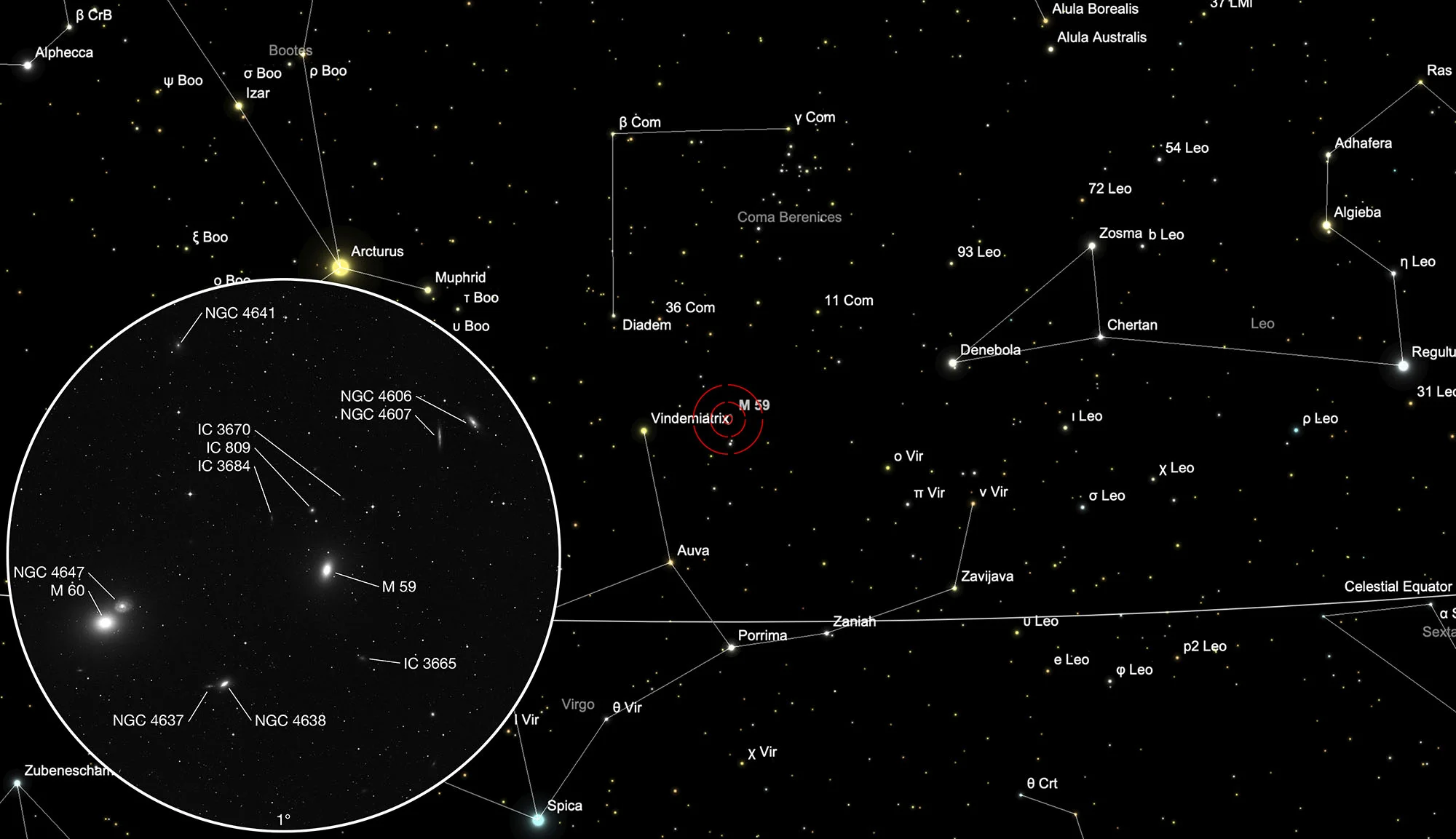 Auffindkarte Galaxien Messier 59 & Messier 60
