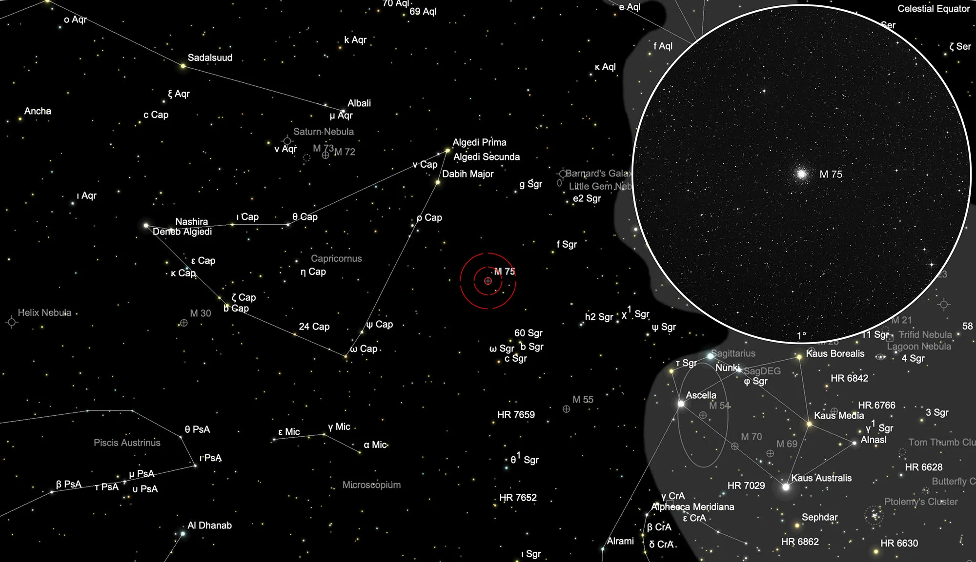 Finder Chart Globular Cluster Messier 75