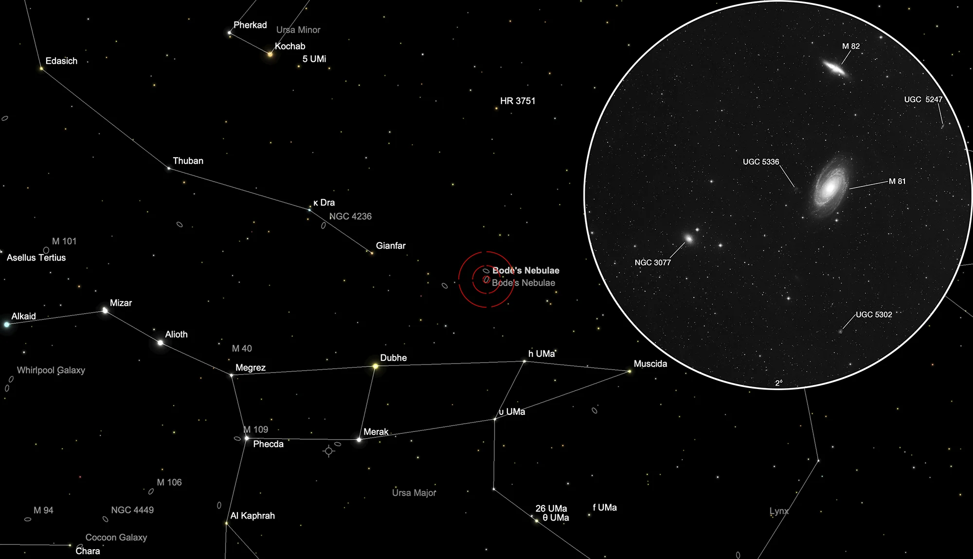 Auffindkarte Galaxien M 81, M 82 & NGC 3077