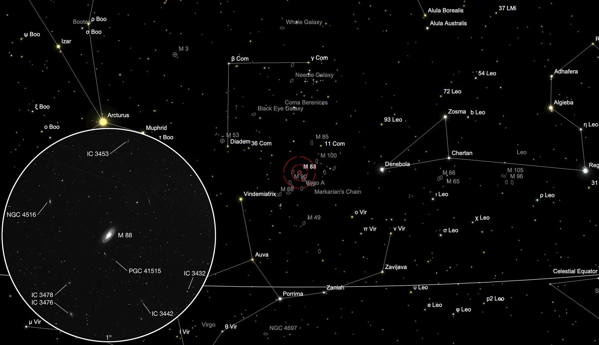 Finder Chart Galaxy Messier 88