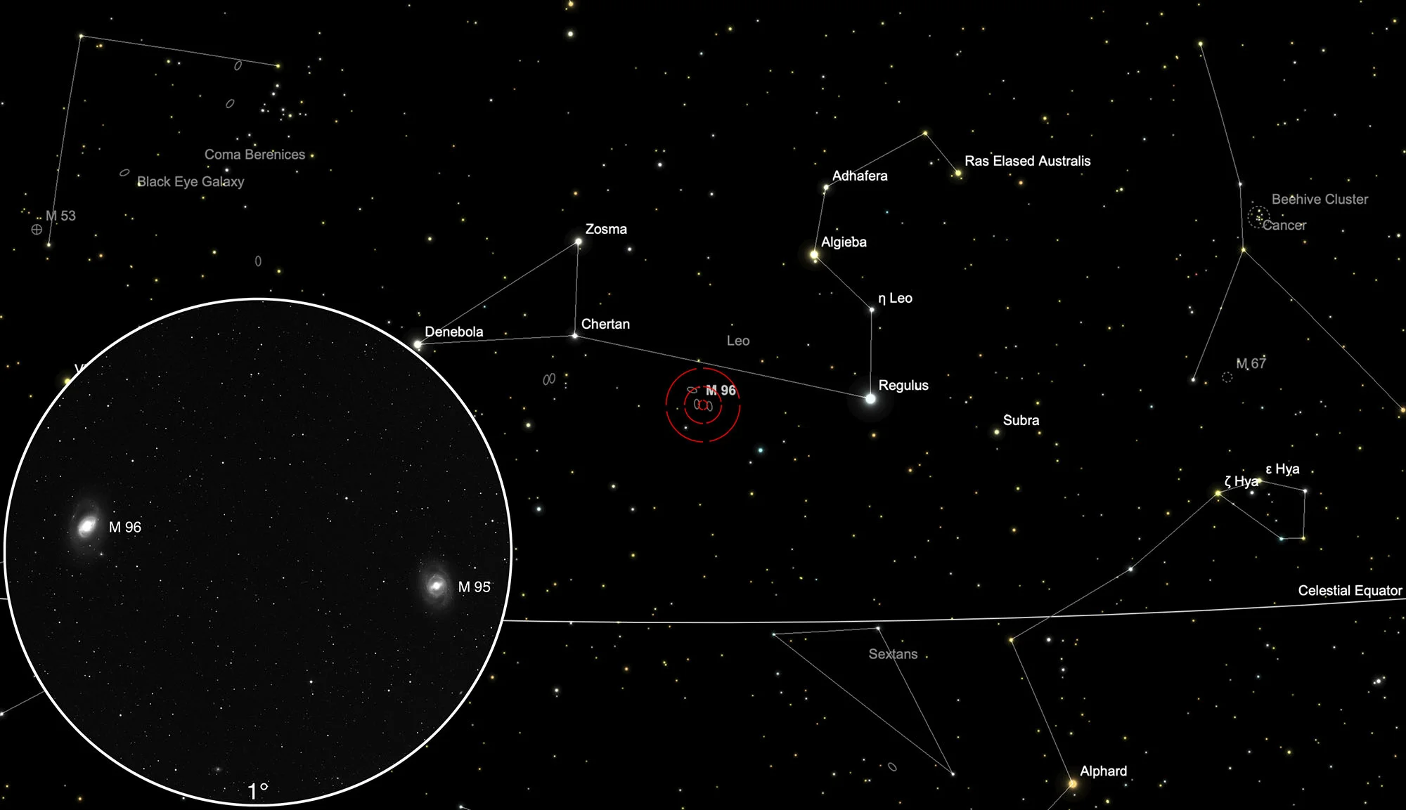 Finder Chart Galaxies Messier 95 & Messier 96