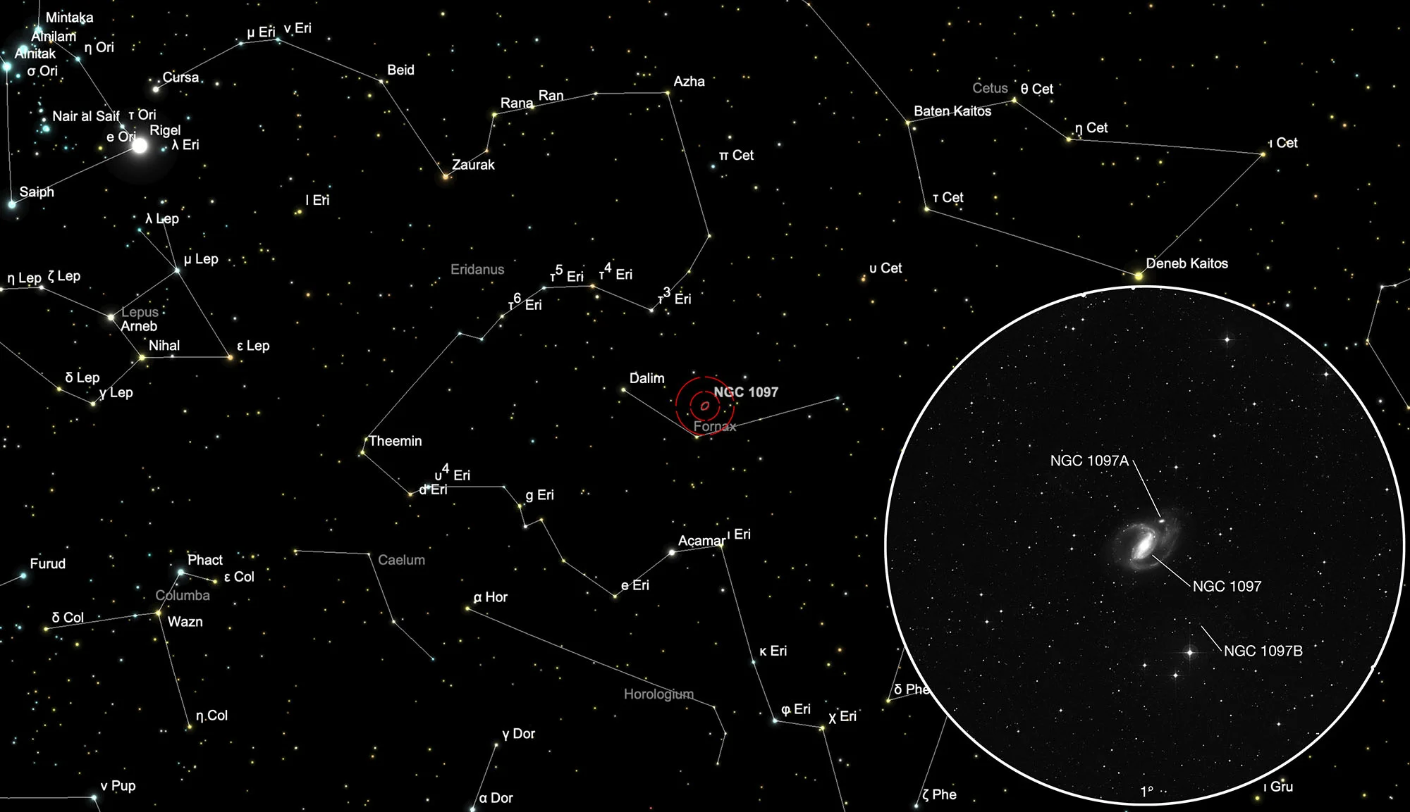 Auffindkarte Galaxie NGC 1097 (Arp 77)