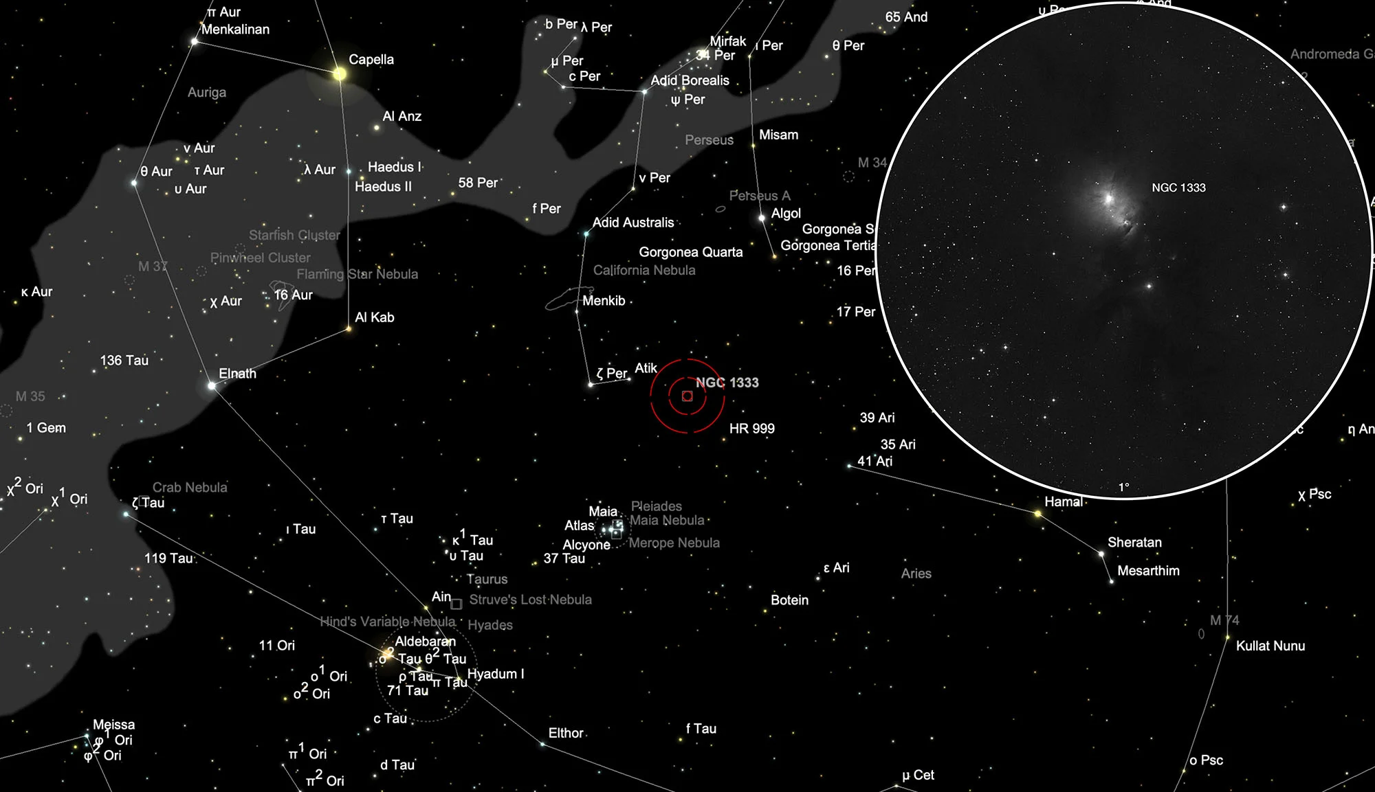 Finder Chart Embryo Nebula (NGC 1333)