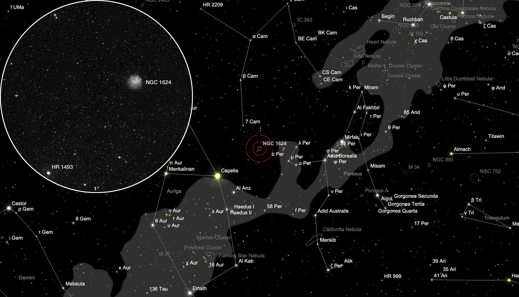 Finder Chart NGC 1634: Cluster with Nebula