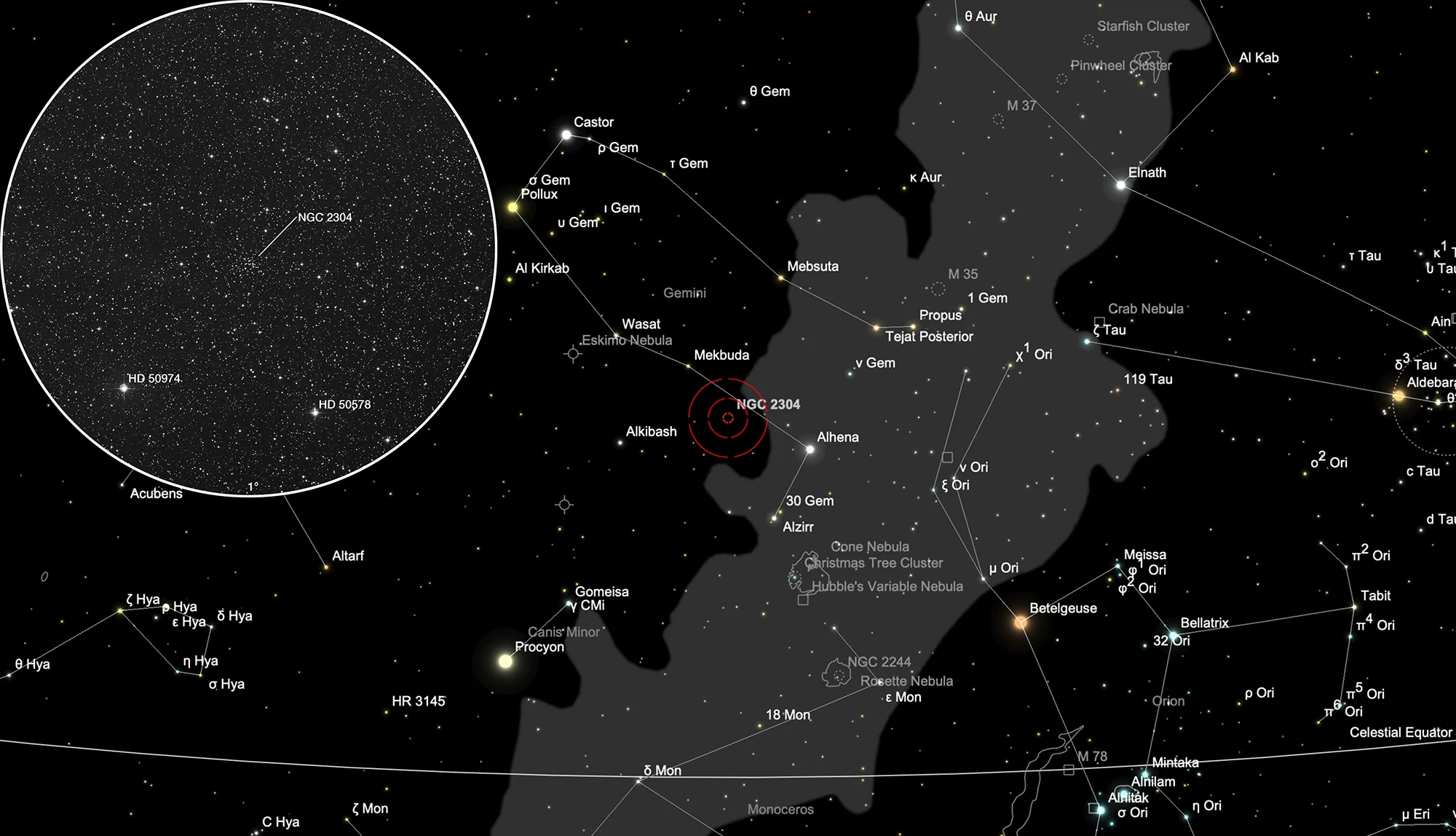 Finder Chart Open Cluster NGC 2304