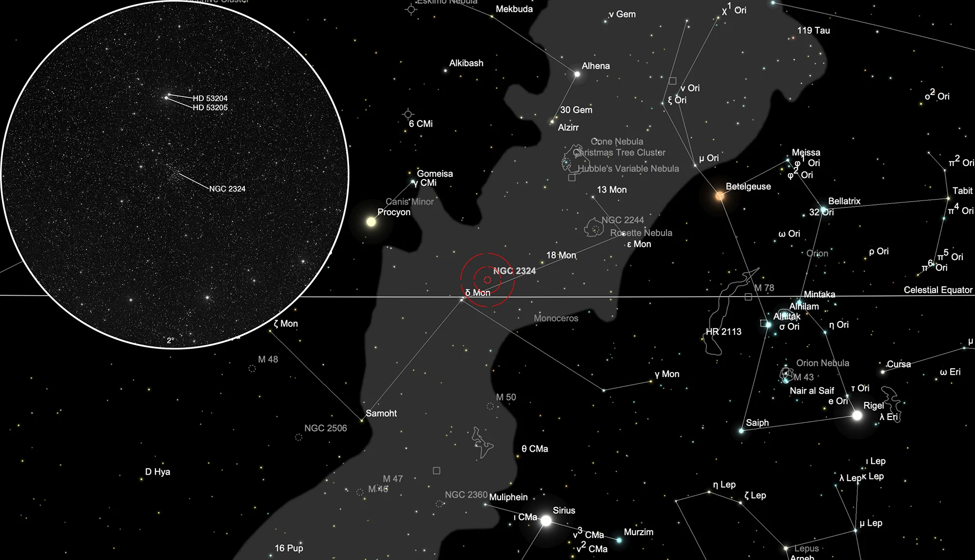 Finder Chart Open Cluster NGC 2324