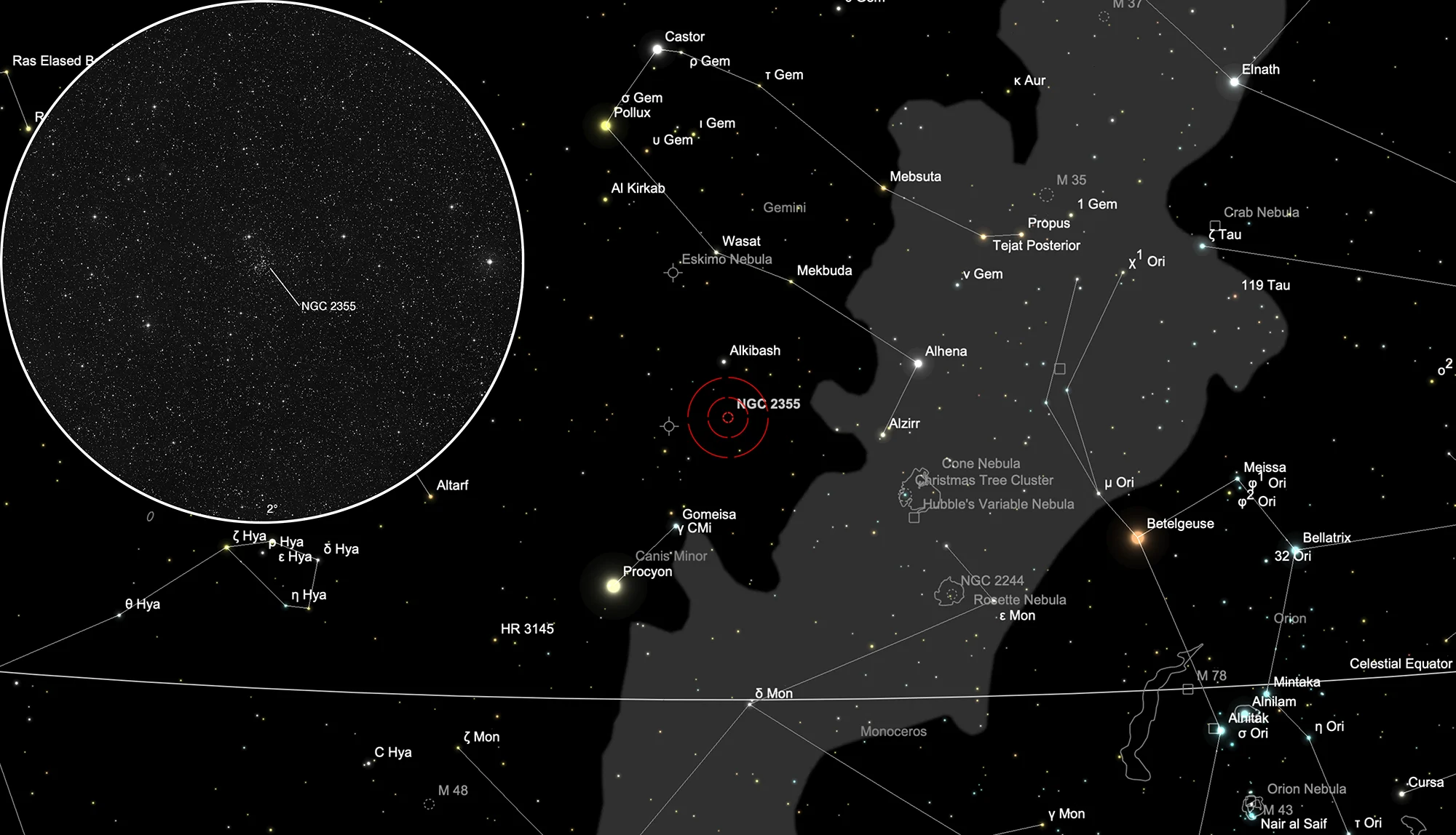 Finder Chart Open Cluster NGC 2355