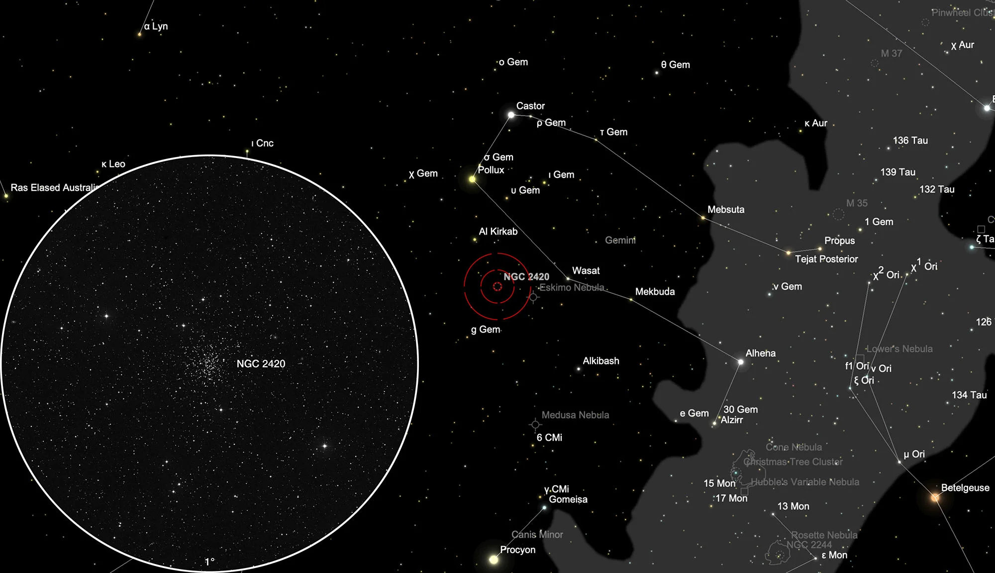 Finder Chart Open Cluster NGC 2420