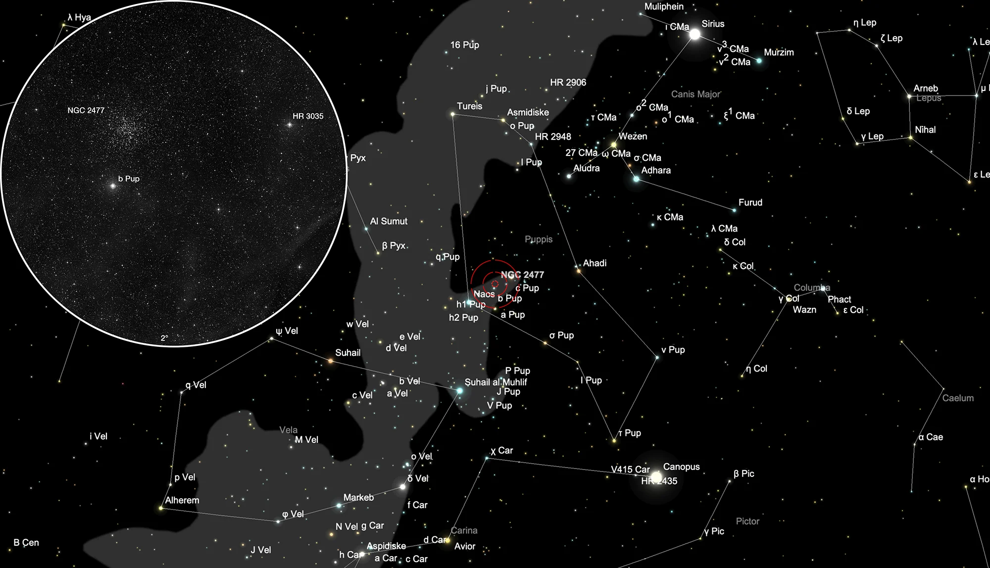 Finder Chart Open Cluster NGC 2477