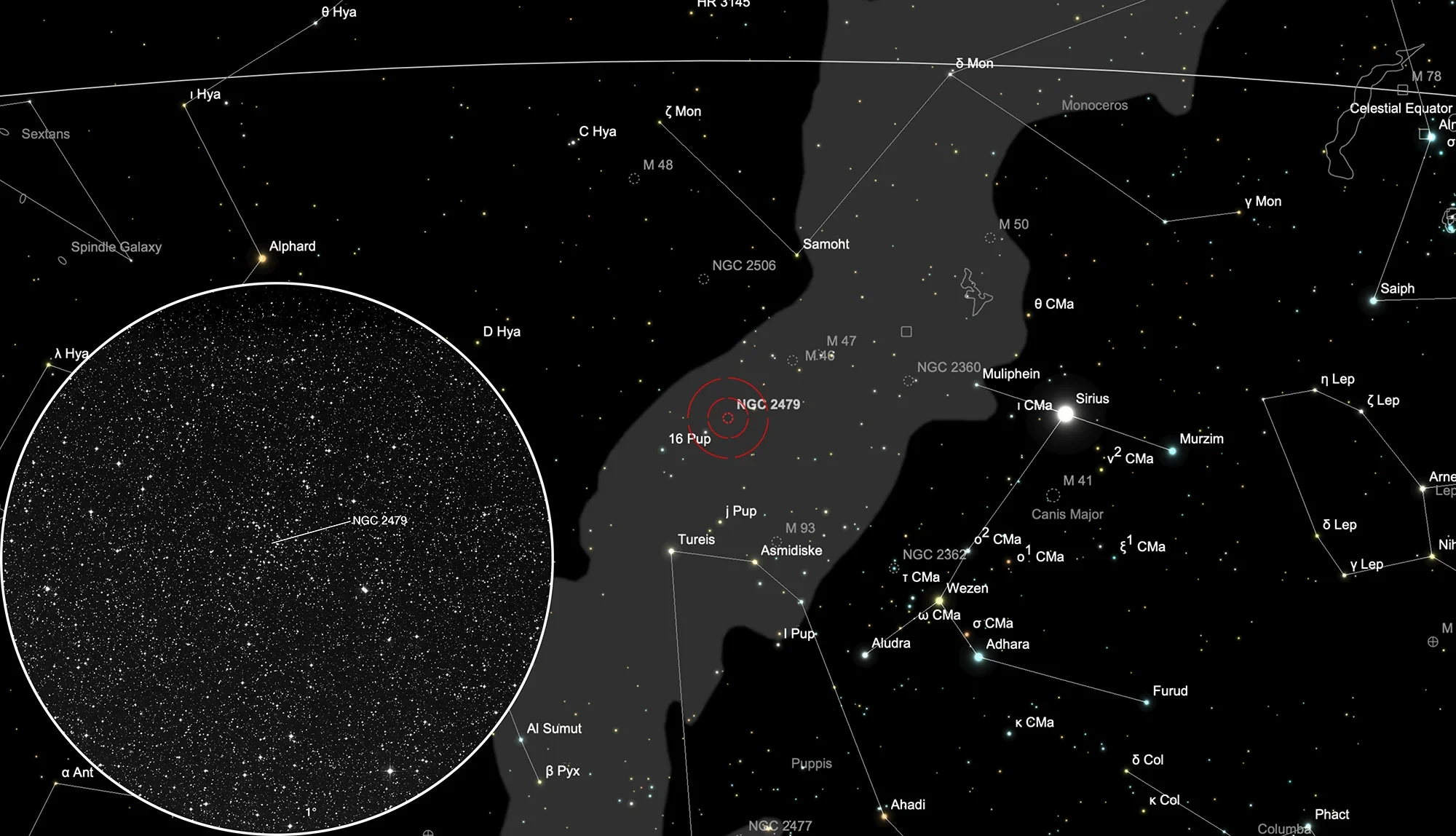 Finder Chart Open Cluster NGC 2479