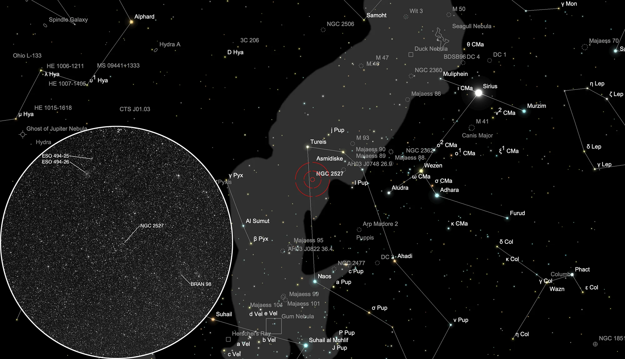 Finder Chart Open Cluster NGC 2527