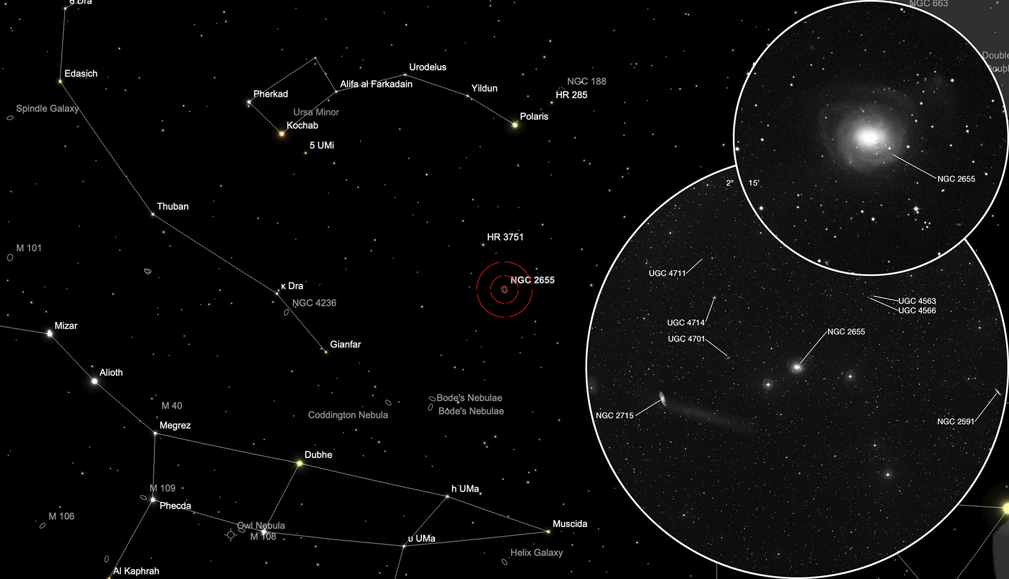 Finder Chart Galaxies NGC 2591, NGC 2655, NGC 2715