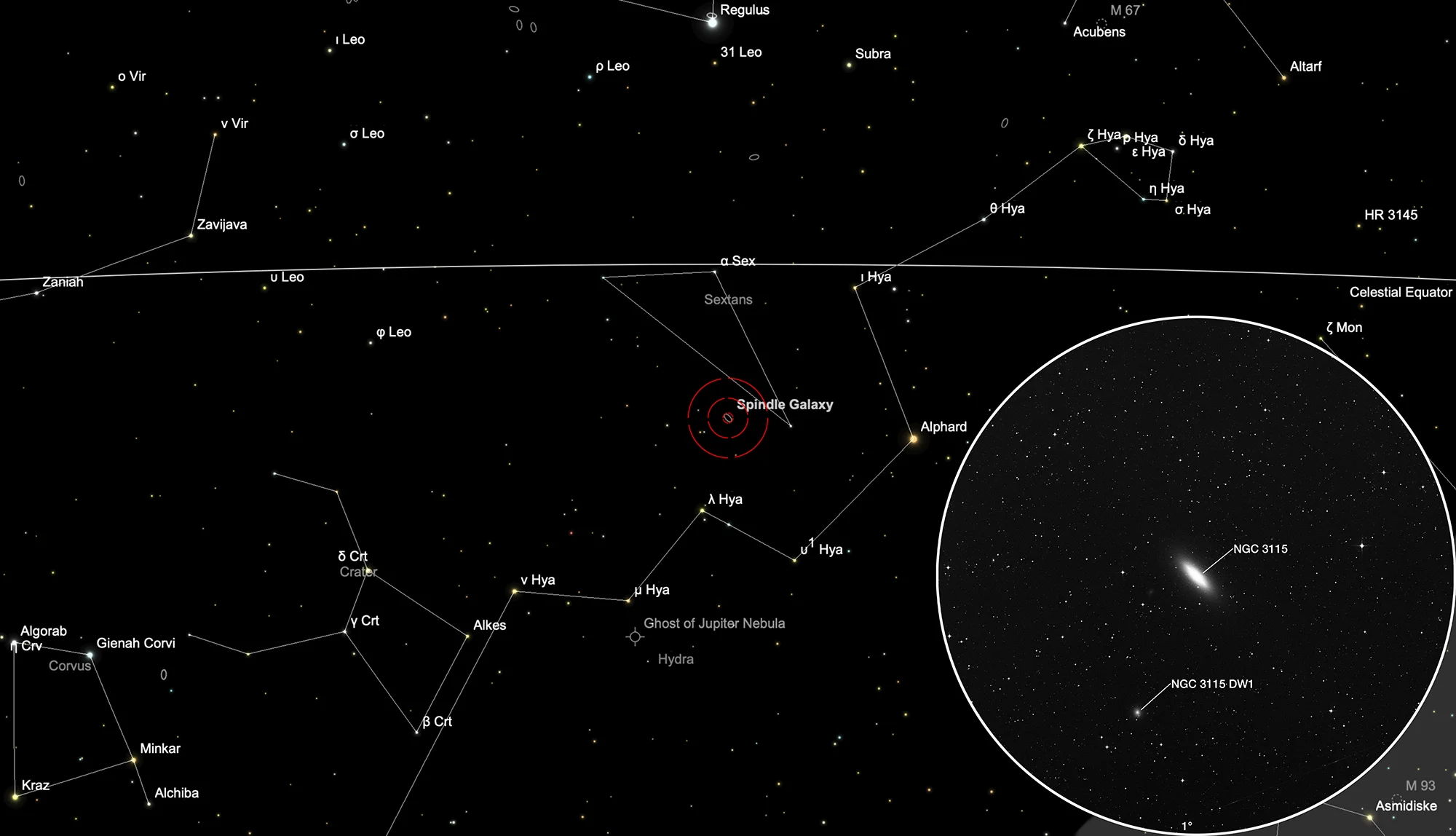 Auffindkarte Galaxie NGC 3115