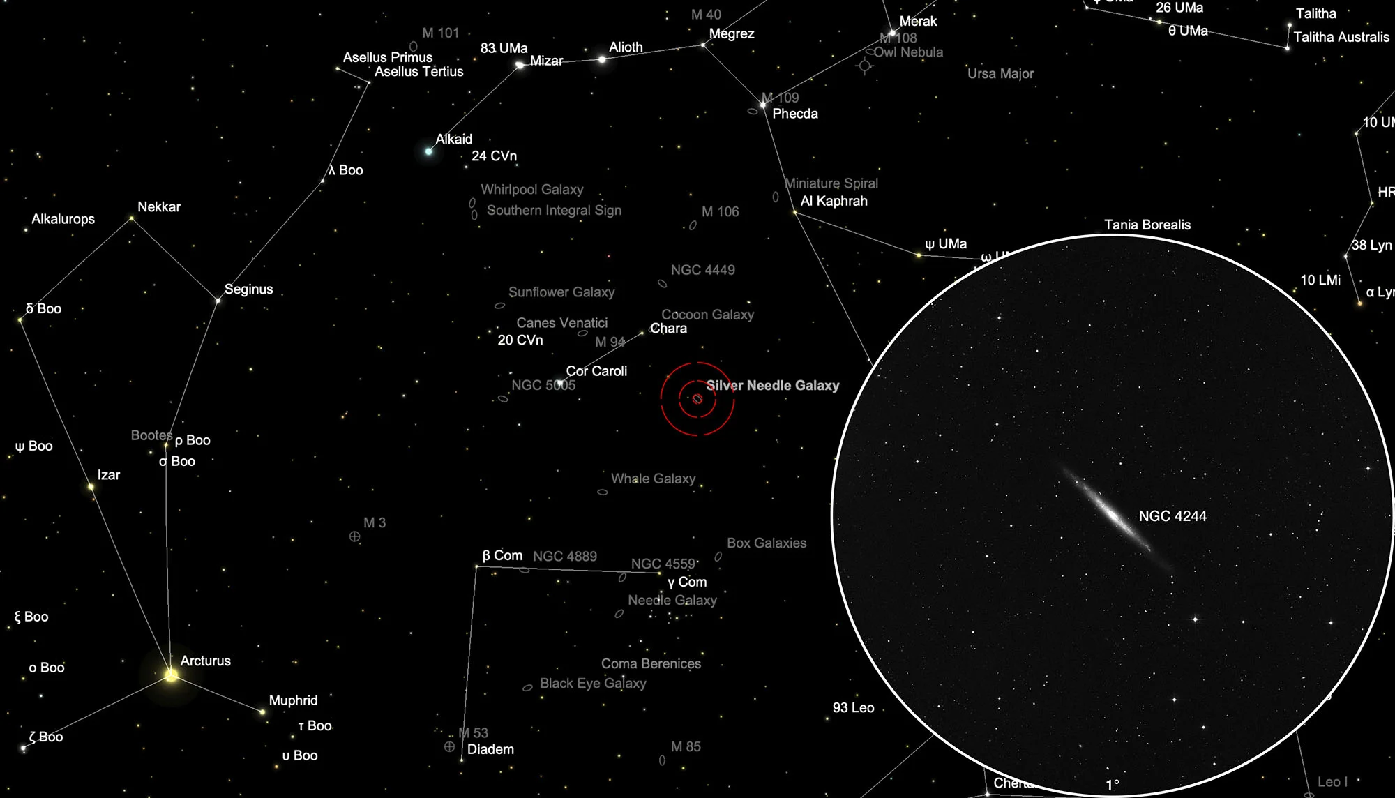 Finder Chart Silver Needle Galaxy (NGC 4244)