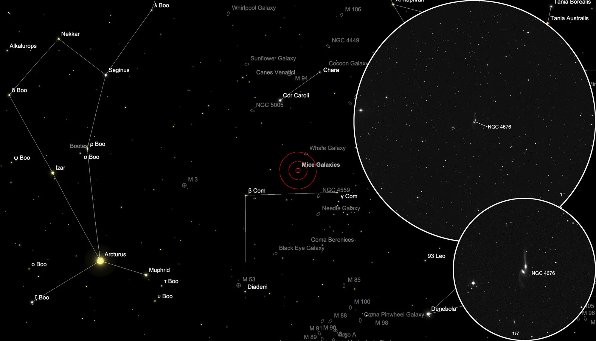 Finder Chart Mice Galaxies (NGC 4676 A/B)