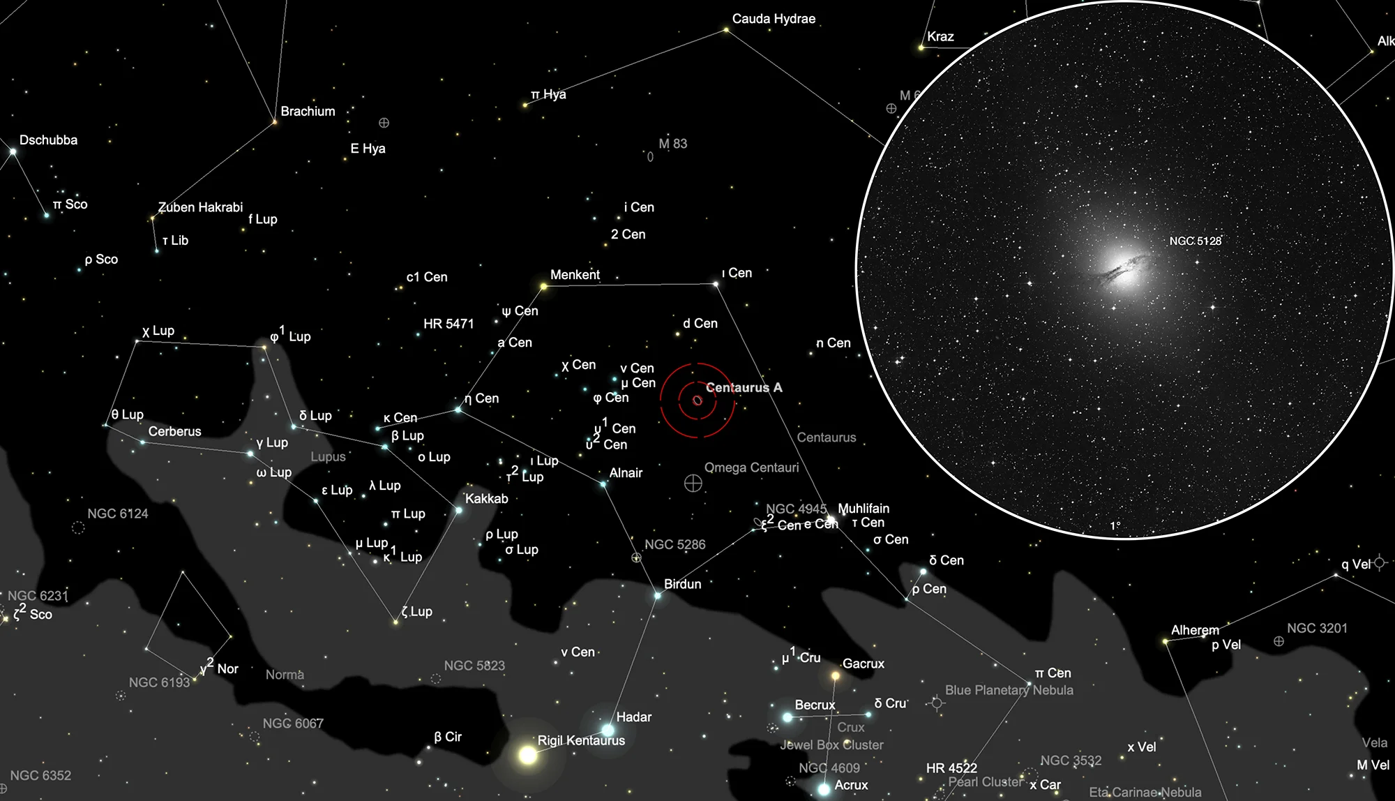 Finder Chart Centaurus A (NGC 5128)