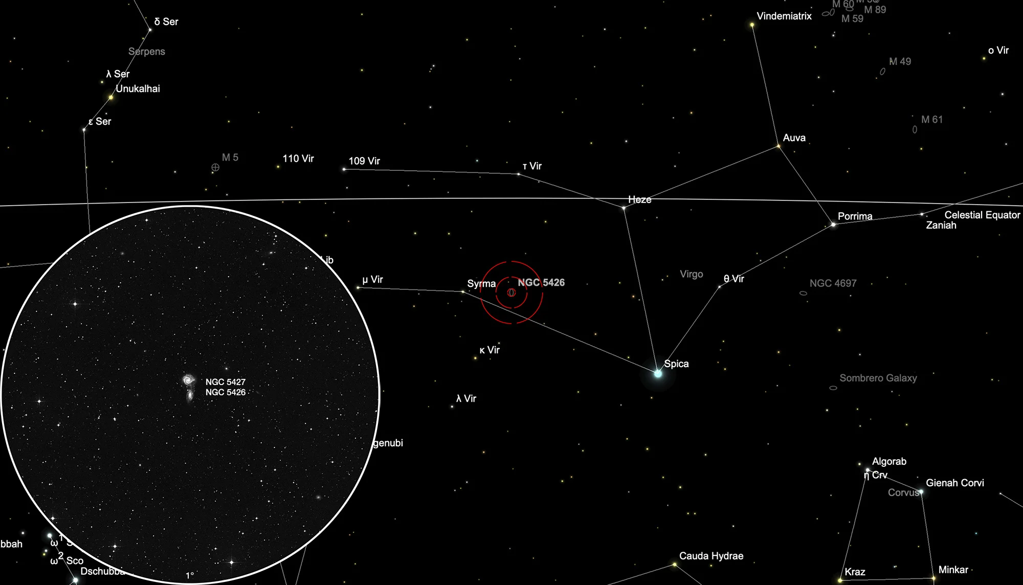 Finder Chart Pair of Galaxies NGC 5426/7 (Arp 271)