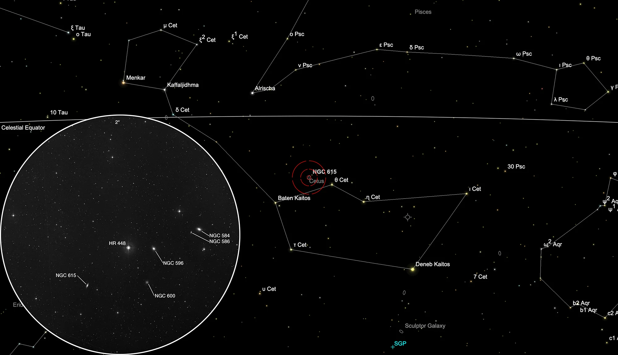 Finder Chart Galaxies NGC 584/6, NGC 596, NGC 600 & NGC 615