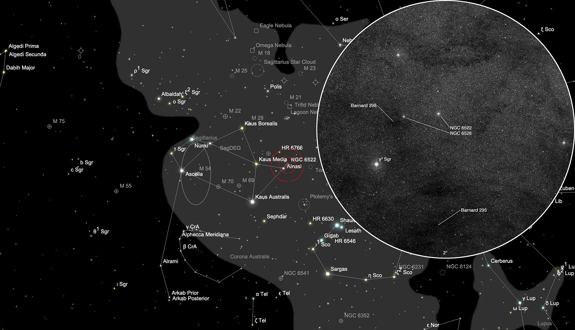 Finder Chart Globular Clusters NGC 6522 & NGC 6528
