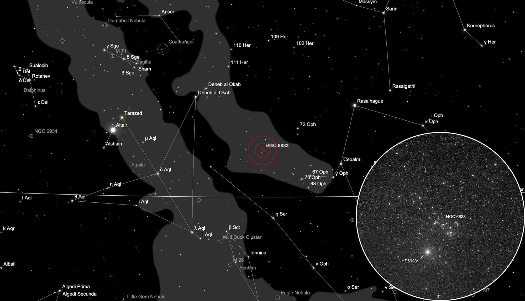 Finder Chart Open Cluster NGC 6633