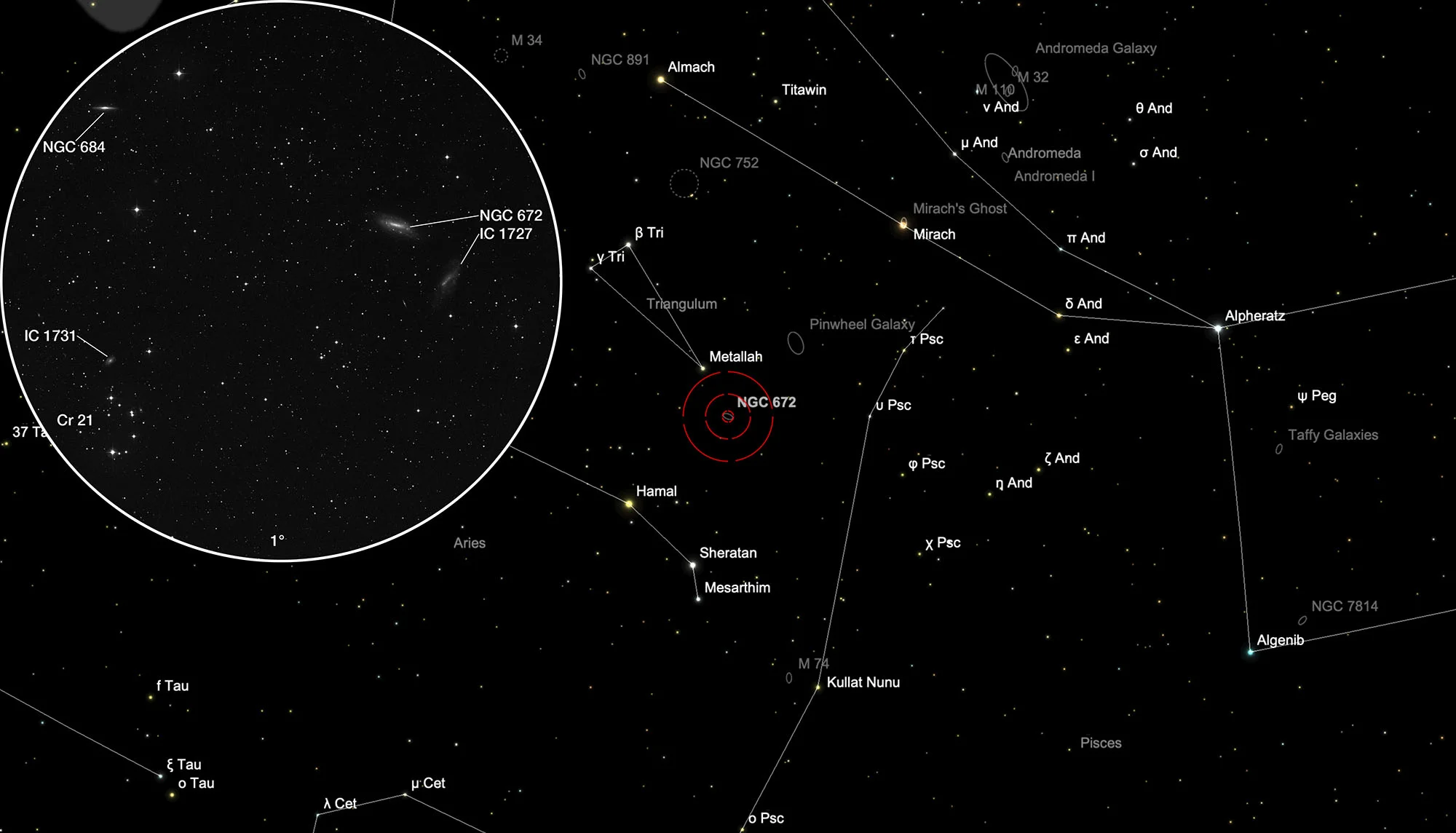 Finder Chart Galaxies NGC 672, IC 1727 & Asterism Collinder 21