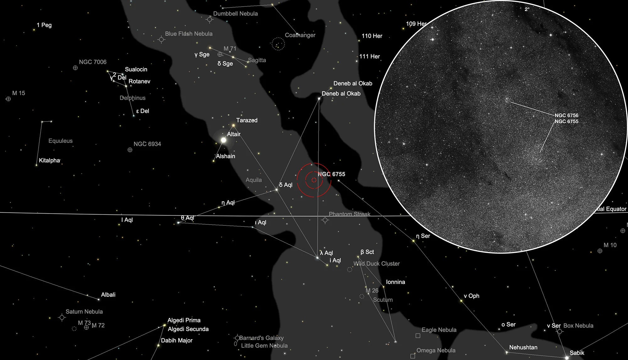 Finder Chart Open Clusters NGC 6755 and NGC 6756