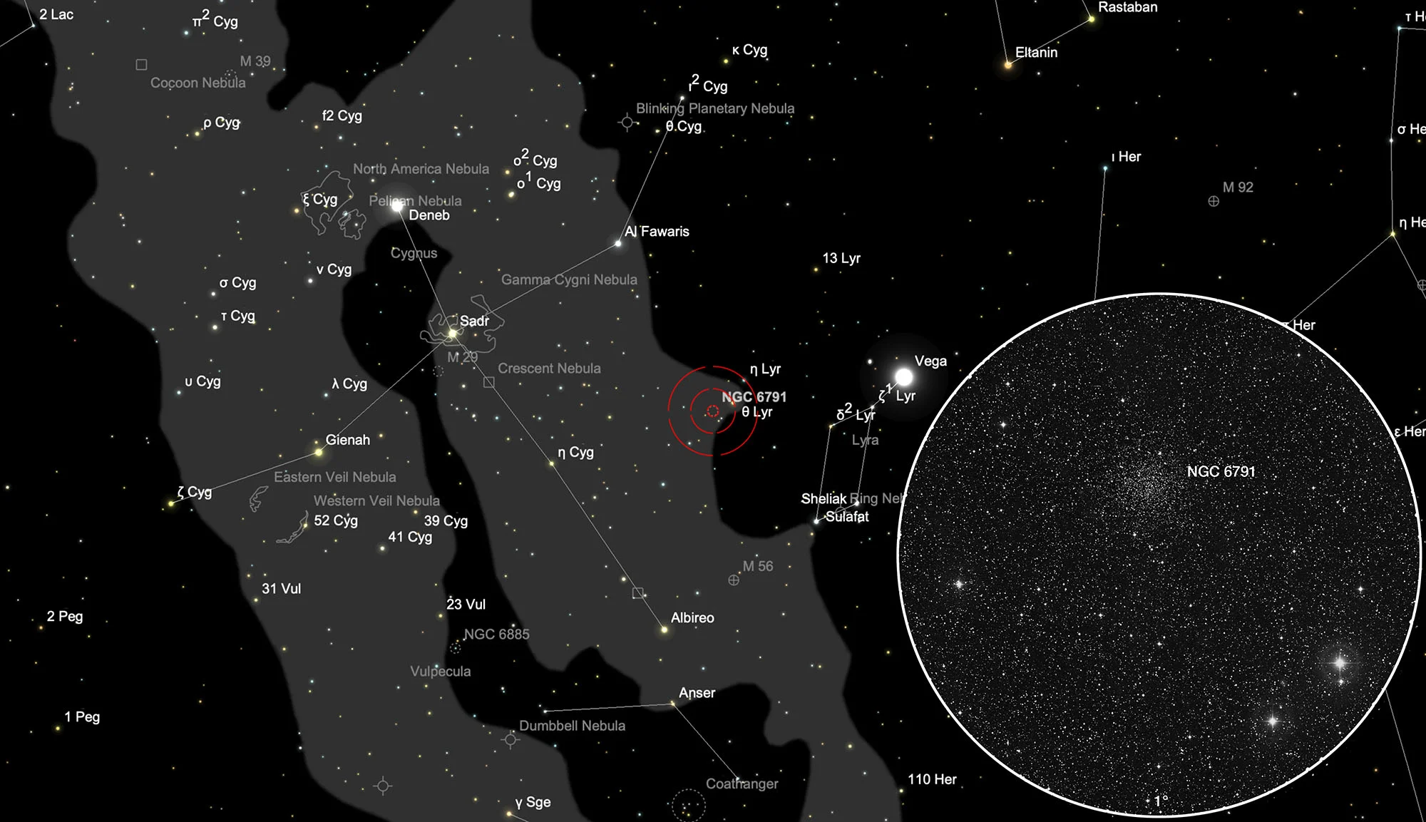 Auffindkarte Offener Sternhaufen NGC 6791