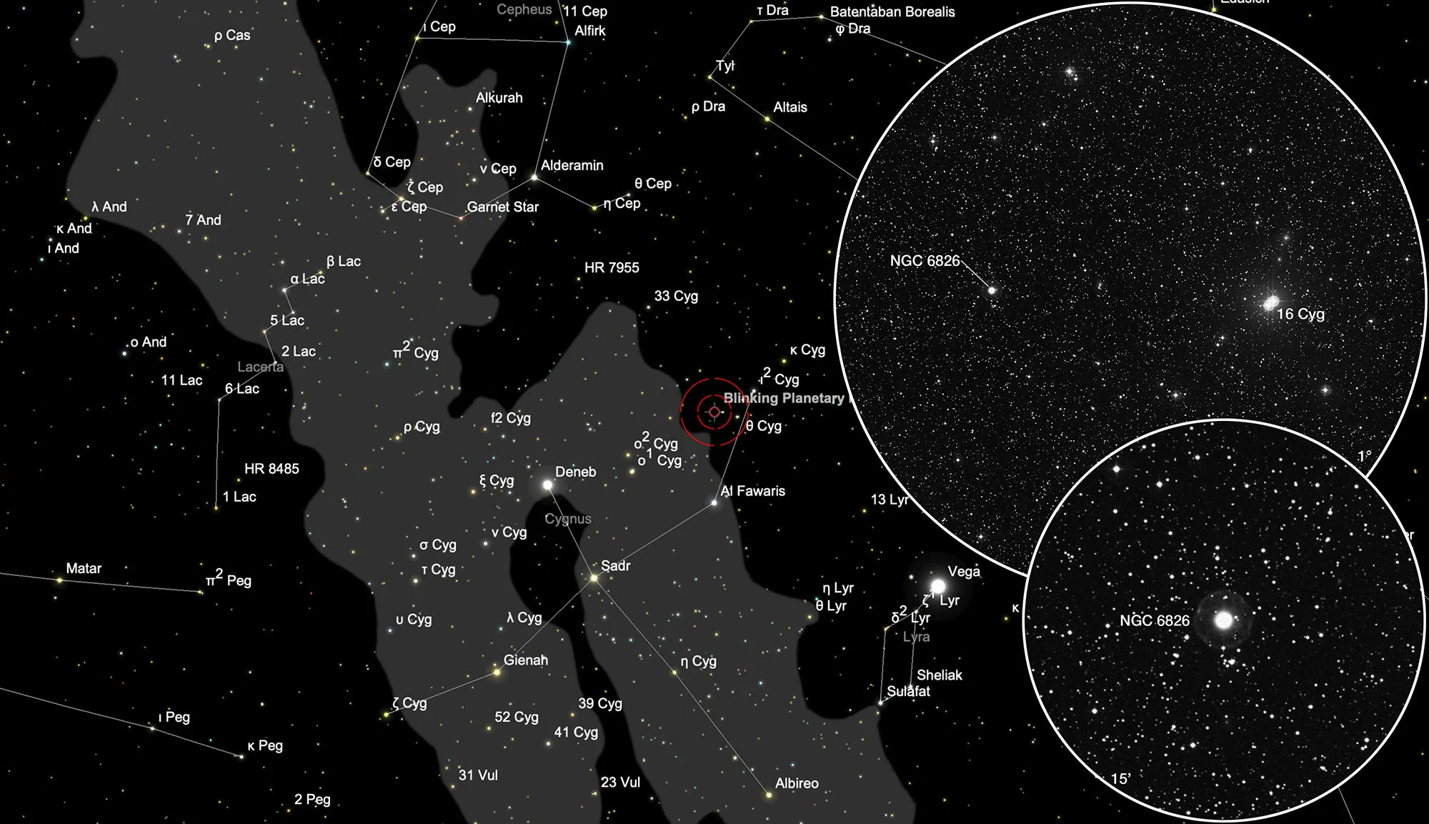 Finder Chart Blinking Planetary (NGC 6826)
