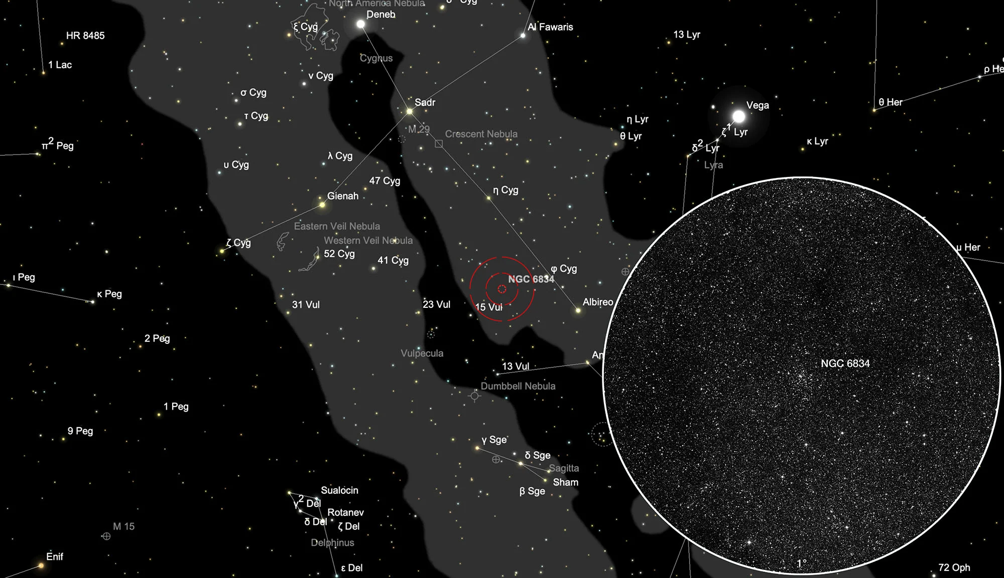 Finder Chart Edge-On Cluster (NGC 6834)