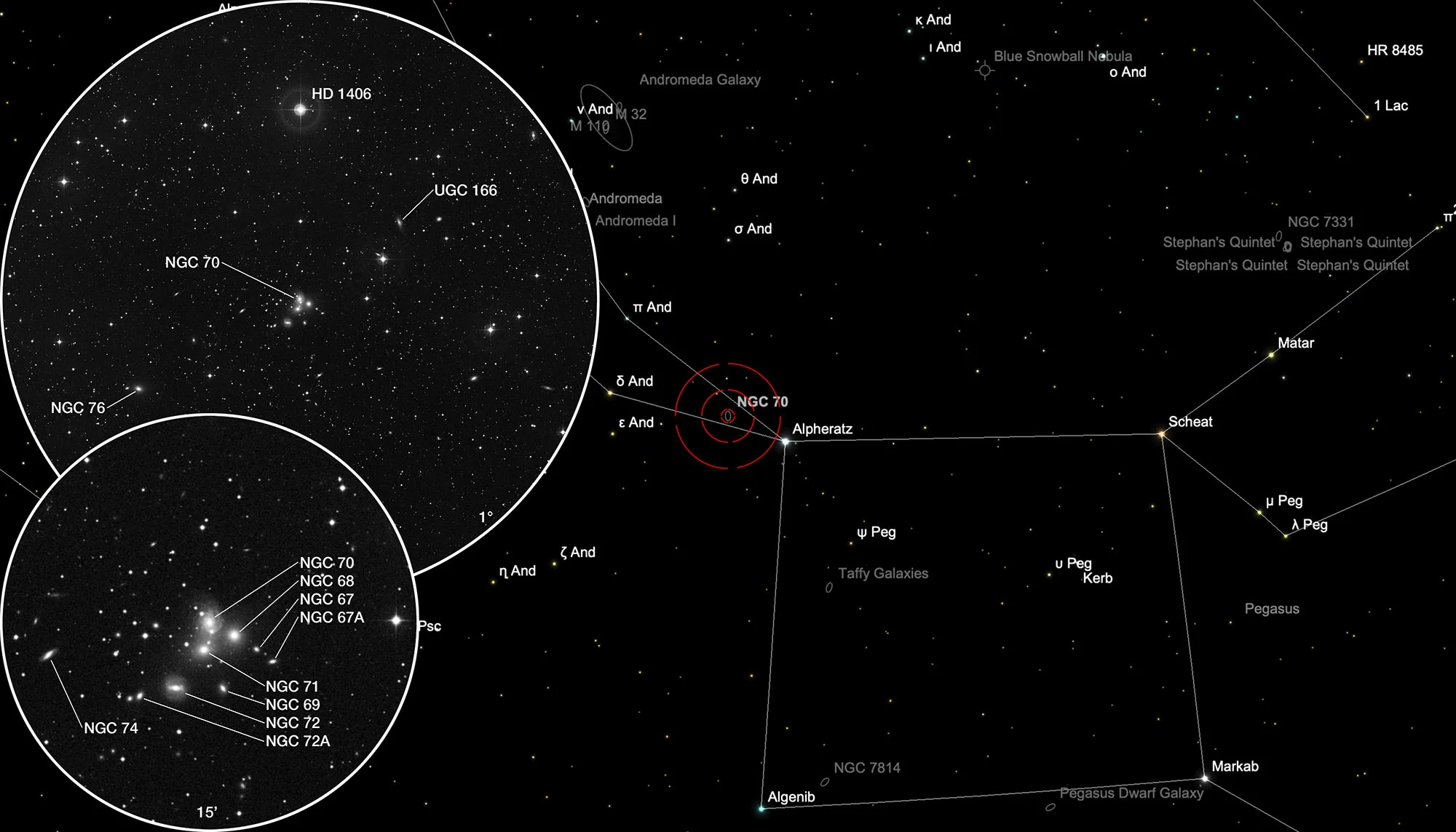 Finder Chart NGC 70 Galaxy Group
