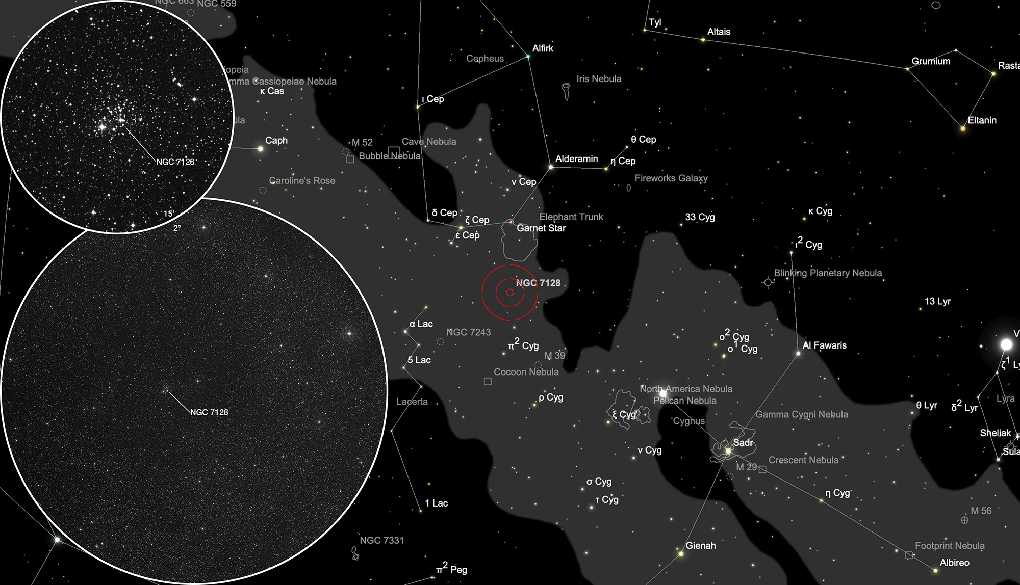 Finder Chart Open Cluster NGC 7128