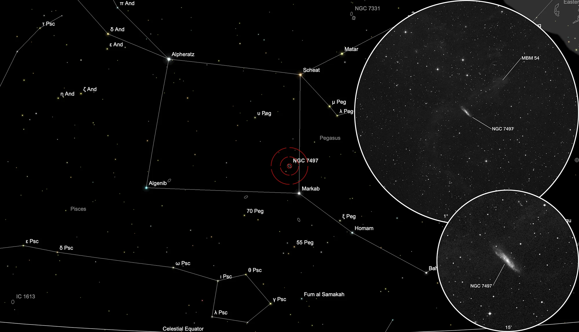 Finder Chart Galaxy NGC 7497 & Integrated Flux Nebula