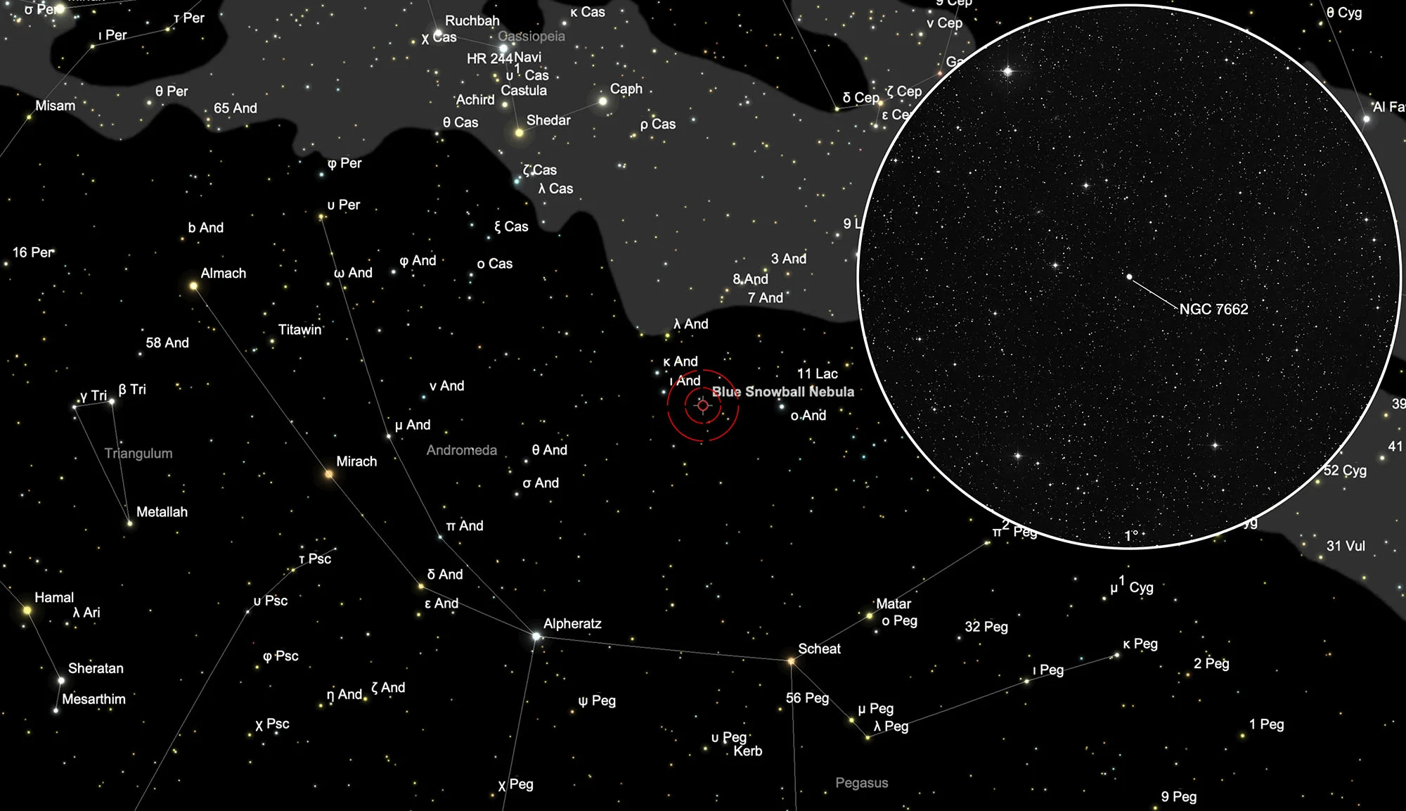 Finder Chart Blue Snowball (NGC 7662)