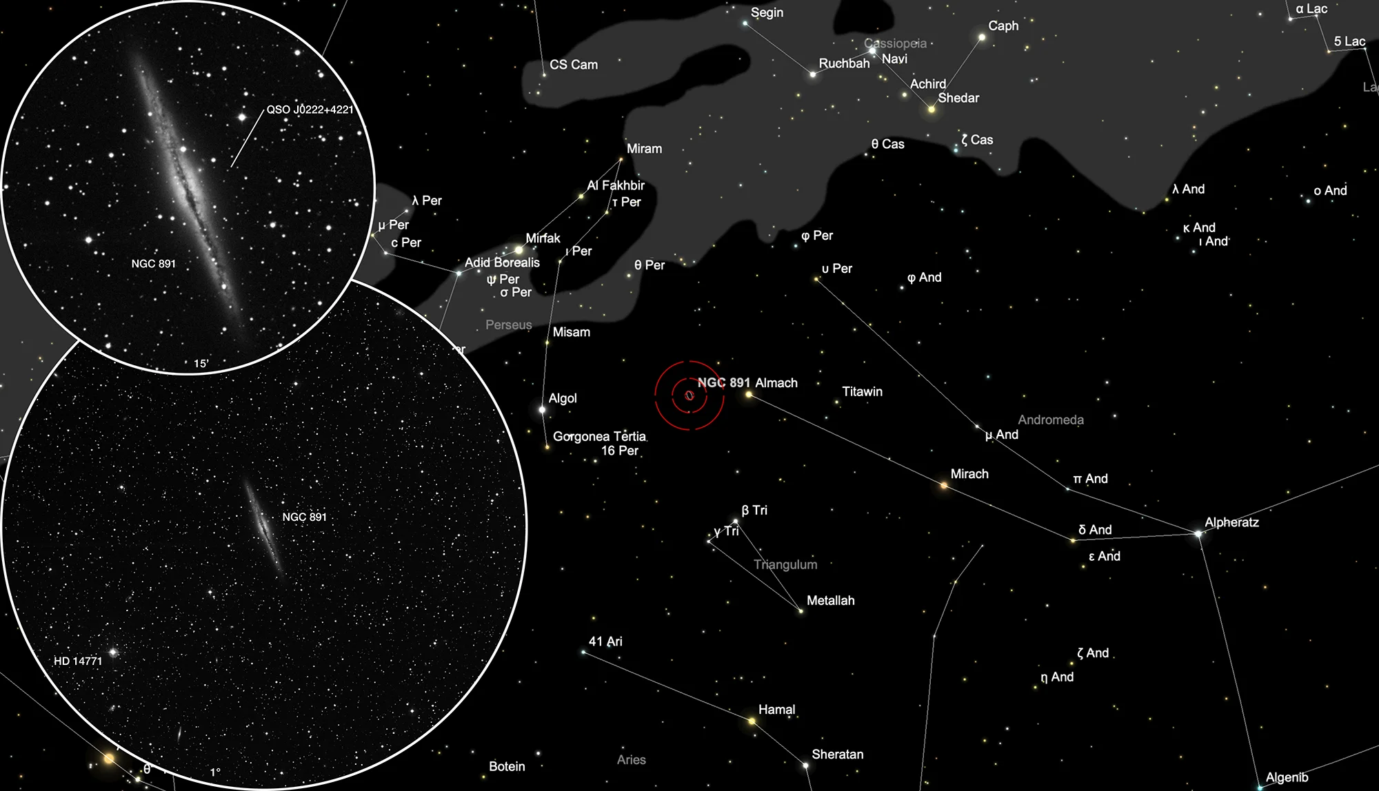 Finder Chart Silver Sliver Galaxy (NGC 891)